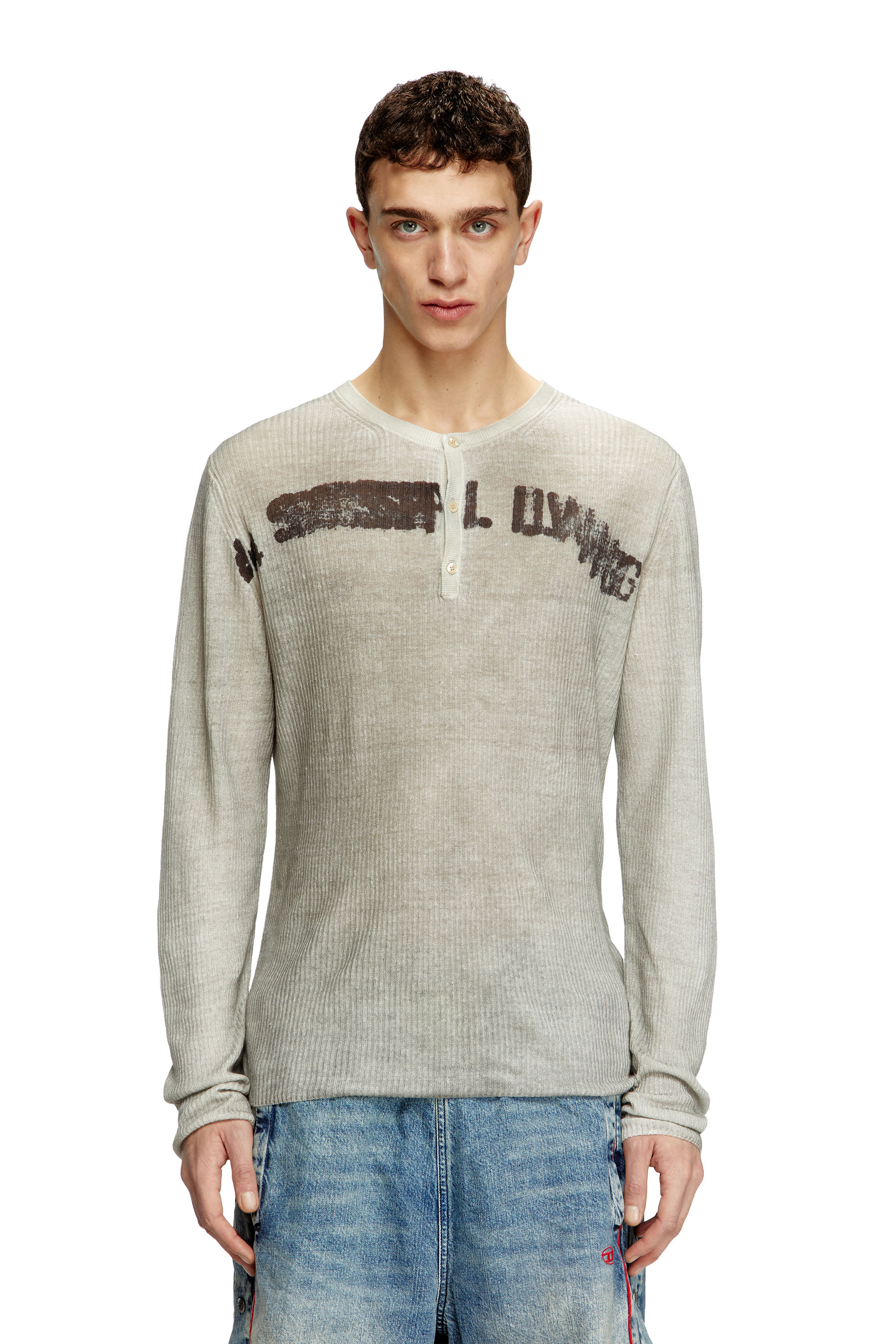 Diesel - K-ROBBY, Pull Henley effet sali, en lin Mixte in ToBeDefined - 1