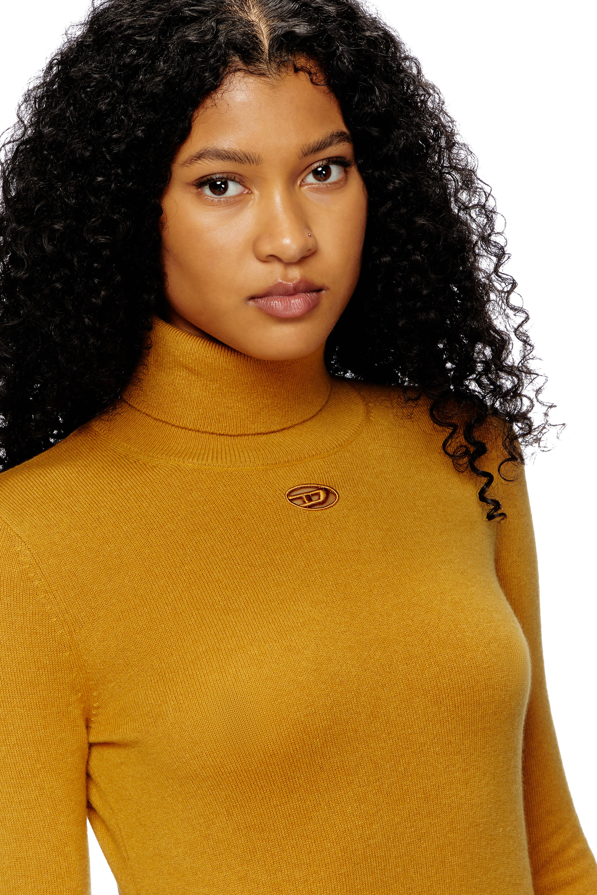 Diesel - M-AREESAX-TN, Female's Turtleneck jumper in wool and cashmere in Light Brown - 5