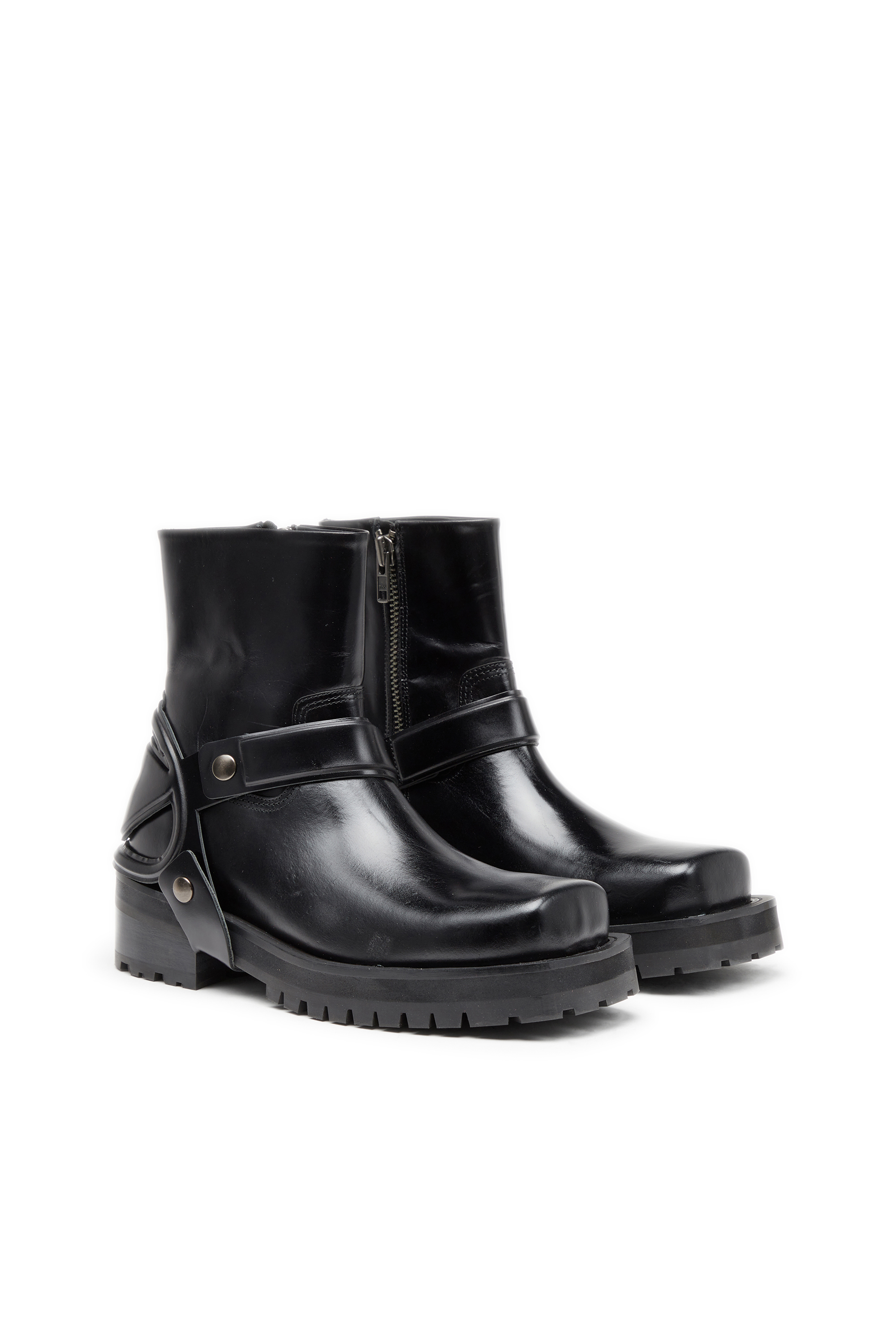 Diesel - D-TEXAN CH, D-Texan-Bottes harnais en cuir poli Homme in Noir - 2