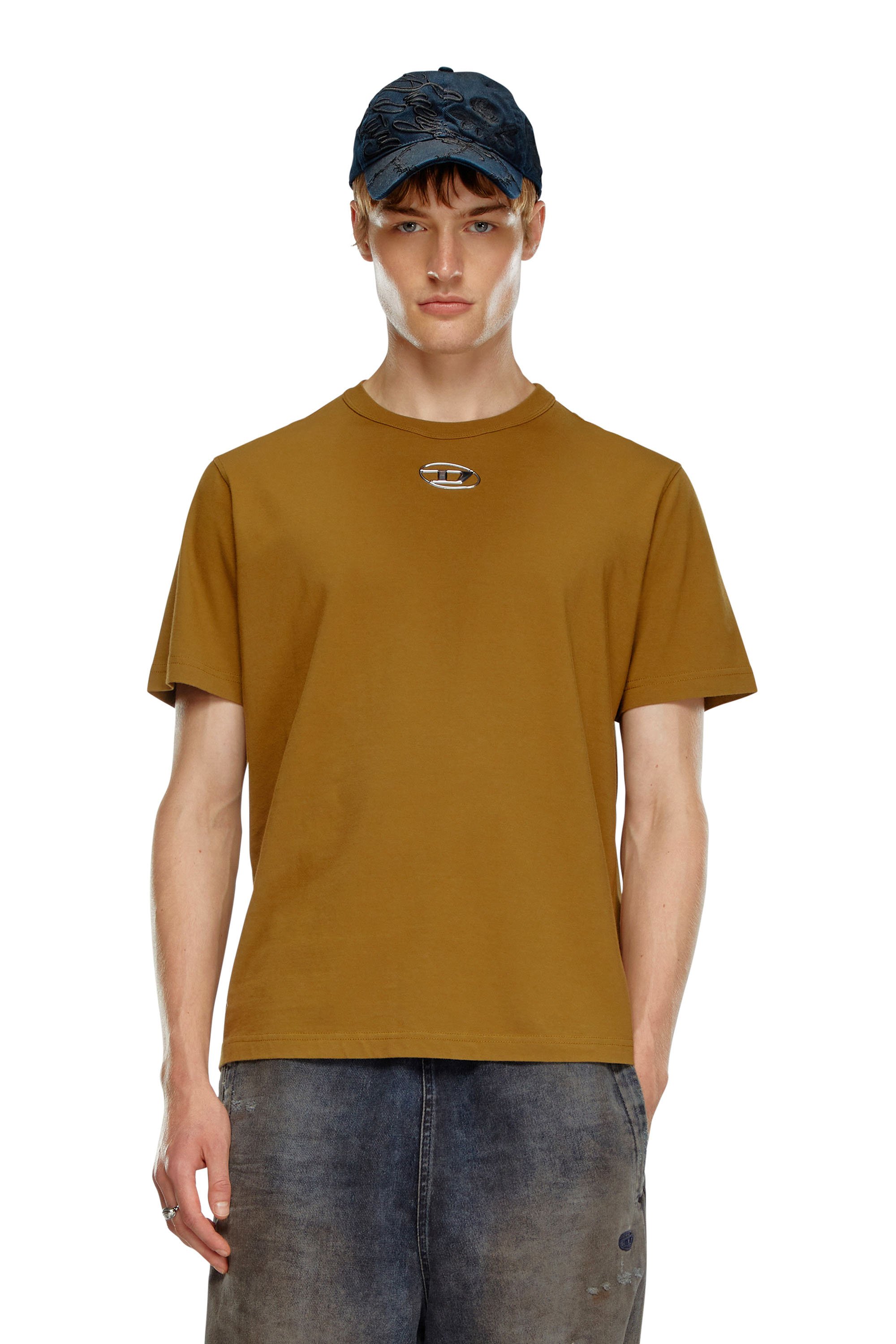 Diesel - T-JUST-OD, T-shirt avec logo moulé par injection Homme in Marron - 1