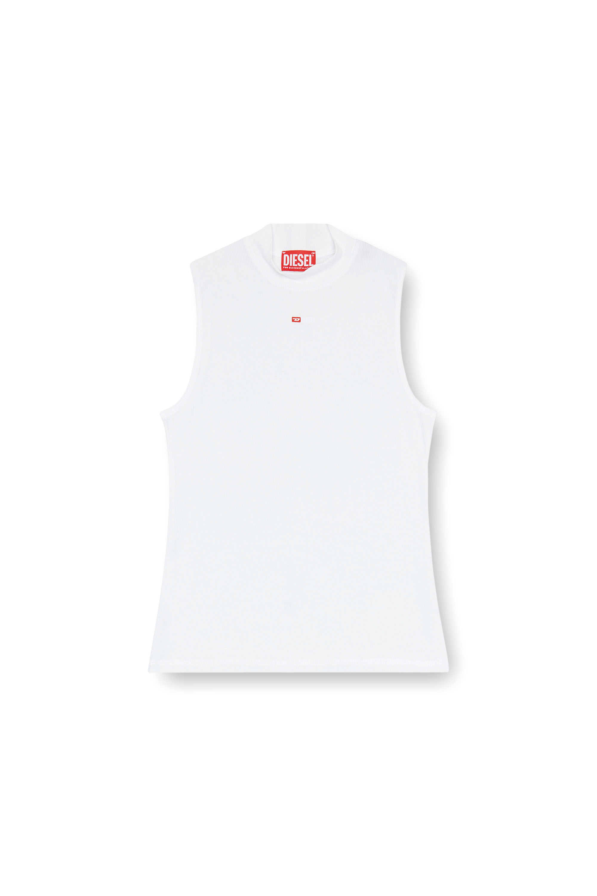 Diesel - T-MOKKY-SL-MICRODIV, Female Ribbed tank top with mock neck in White - Image 5