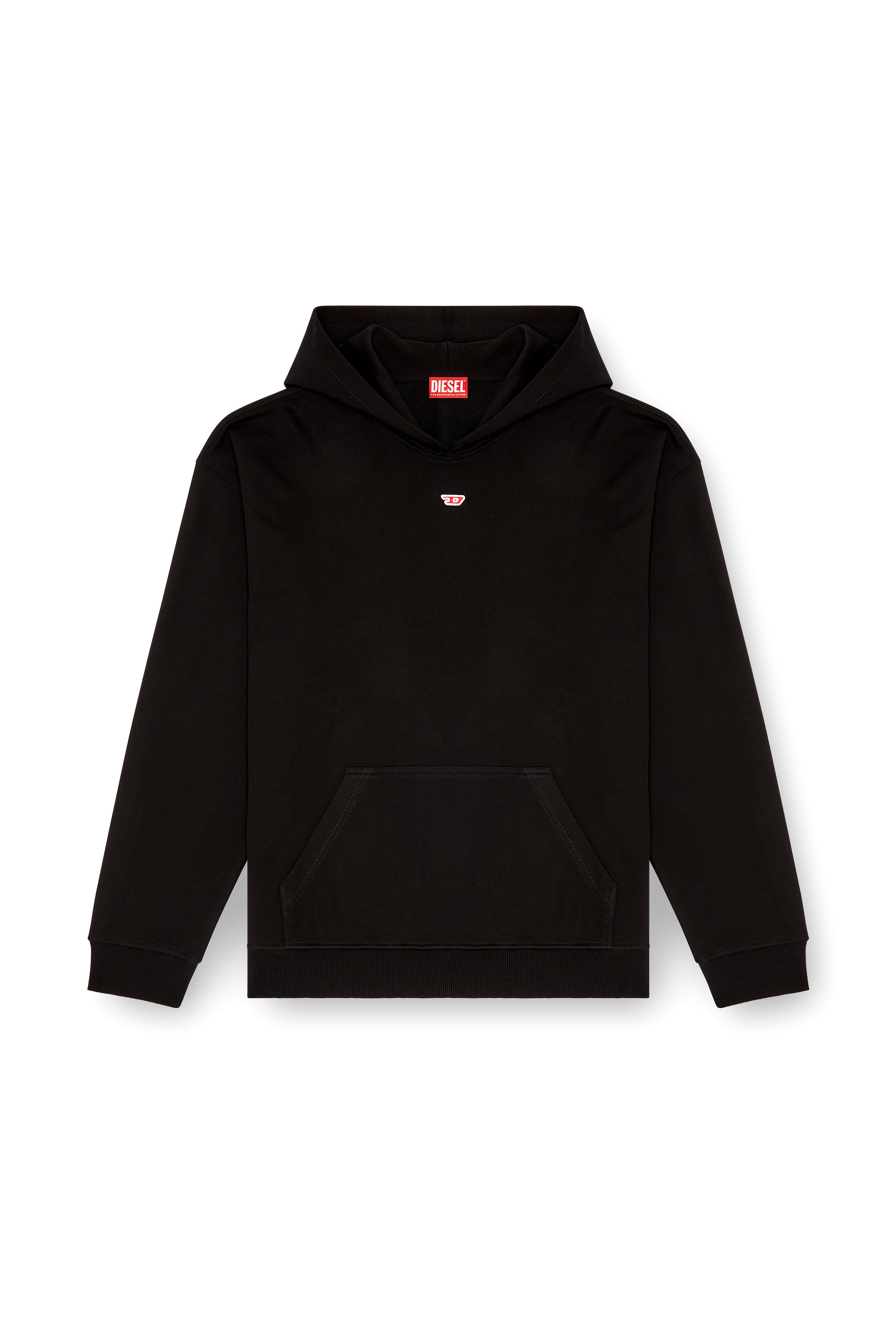 Diesel - S-BOXT-HOOD-D, Male's Hoodie with D logo patch in Black - 4