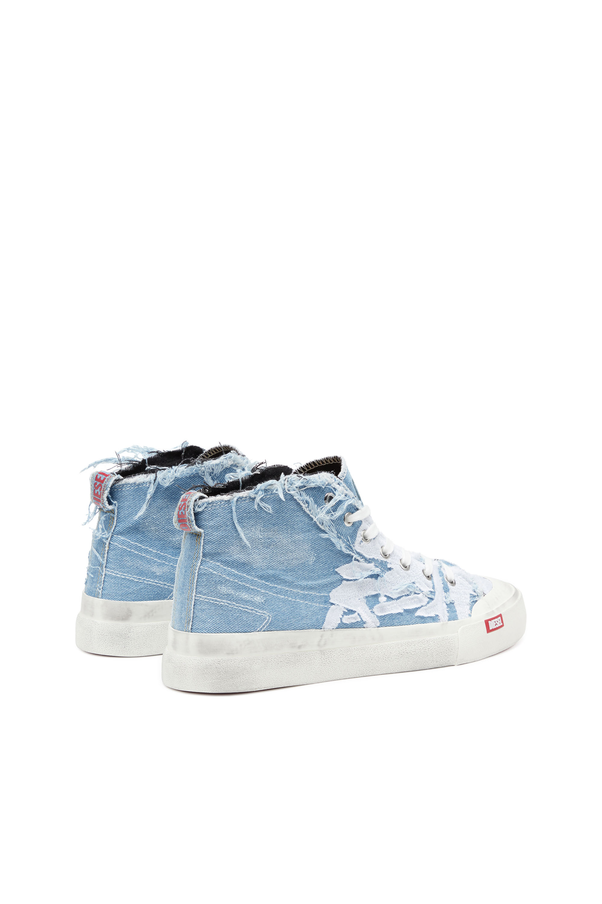 Diesel - S-ATHOS MID, Male's S-Athos Mid-Destroyed gauze and denim high-top sneakers in Azure - 4