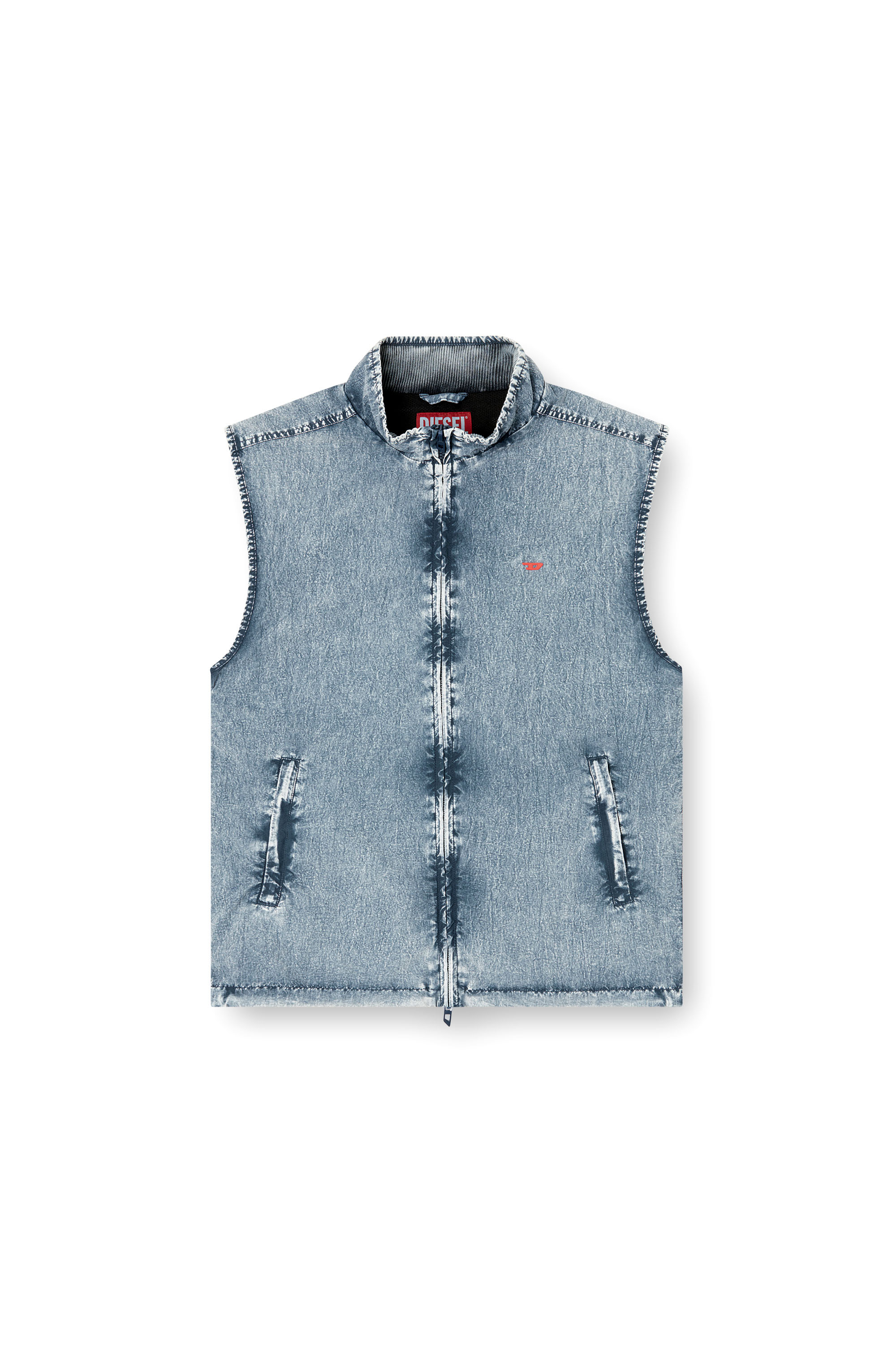 Diesel - J-ERB, Gilet en taslan de nylon recyclé Homme in Bleu - 3