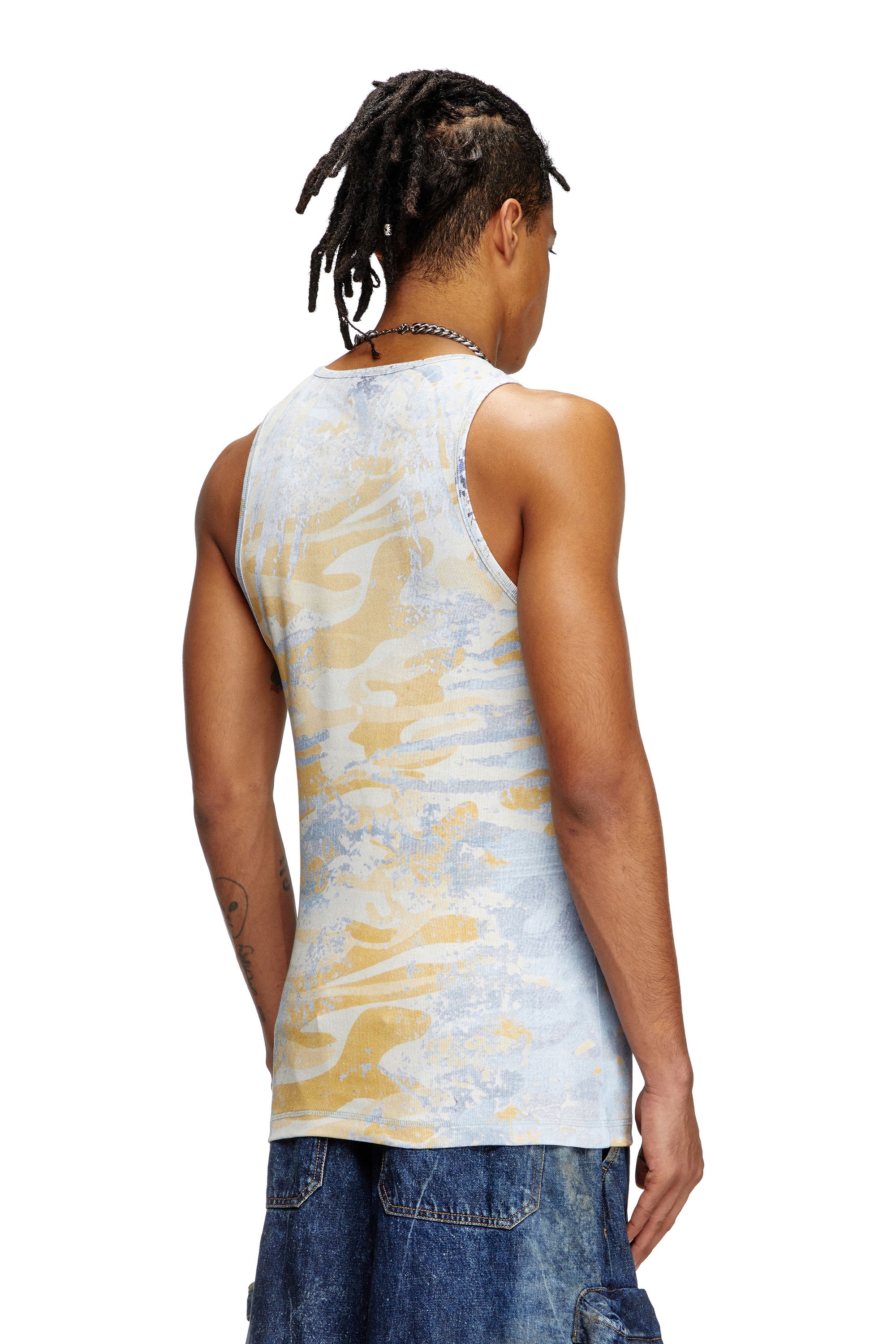 Diesel - T-LIFTY-DD, Unisex's Camo tank top in stretch cotton in Blue/Yellow - 2