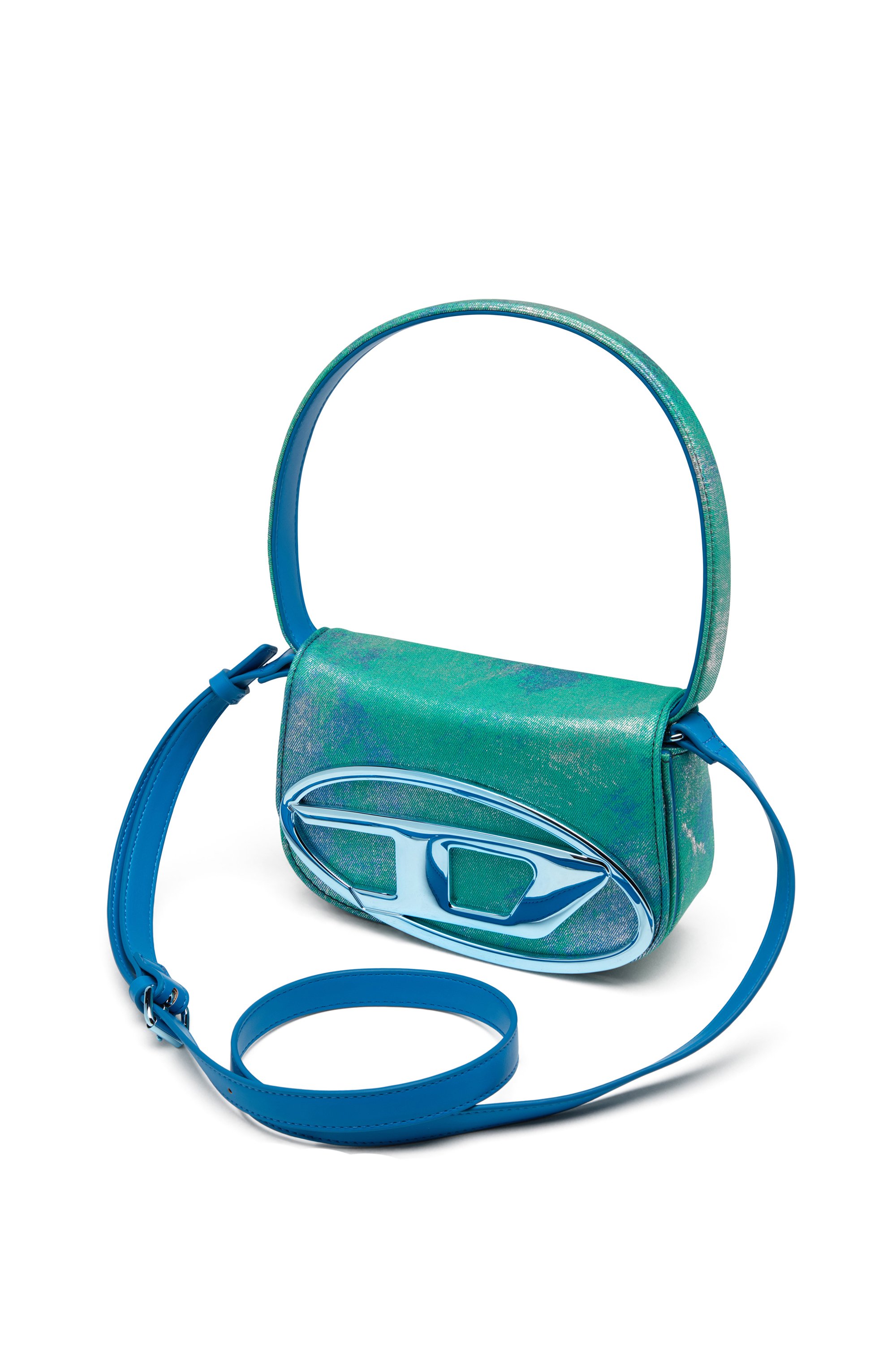 Diesel - 1DR, Female's 1DR-Iconic shoulder bag in pop colour denim in Blue/Green - 5