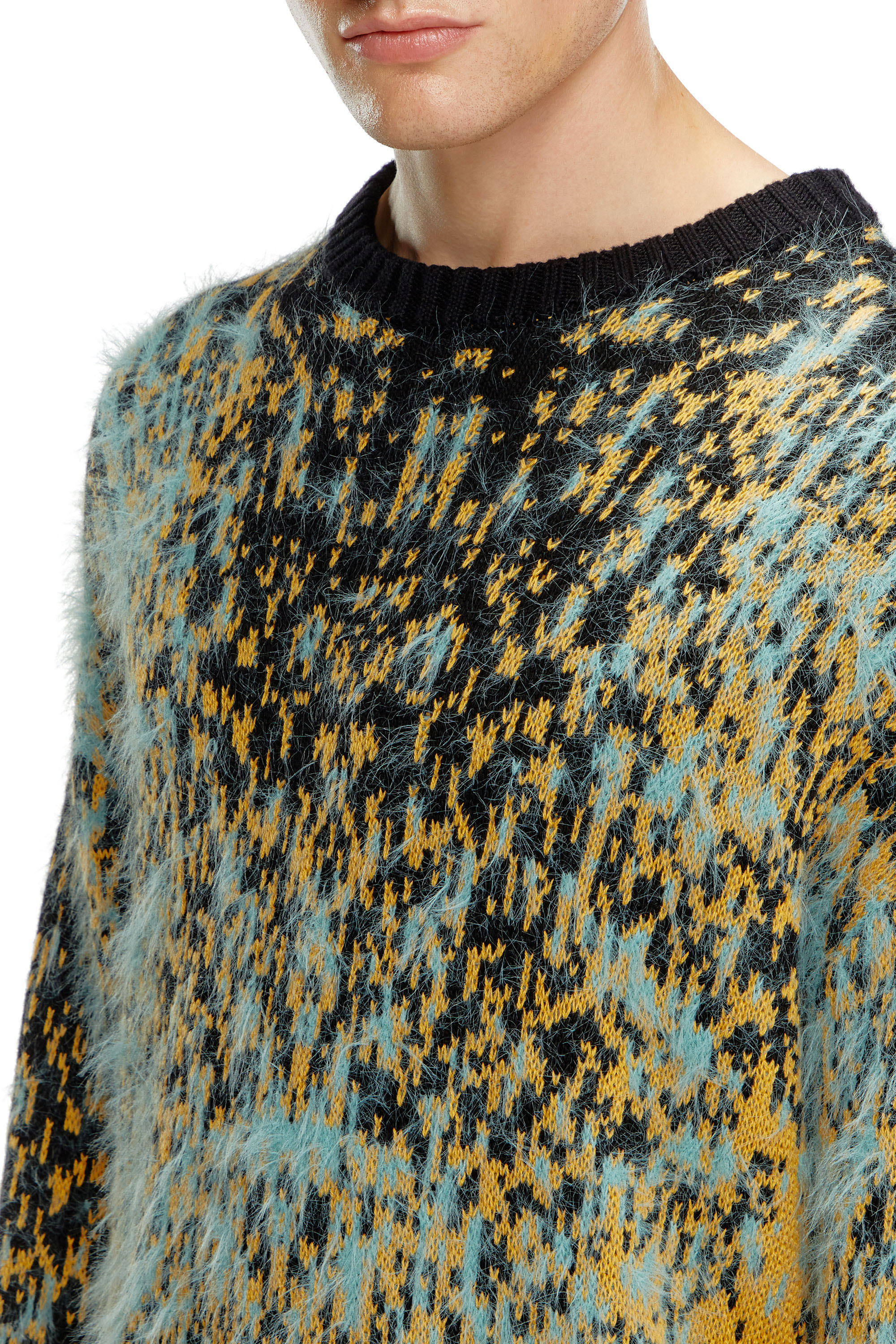 Diesel - K-RAIN, Male's Jumper with acid rain effect in Blue/Yellow - 3