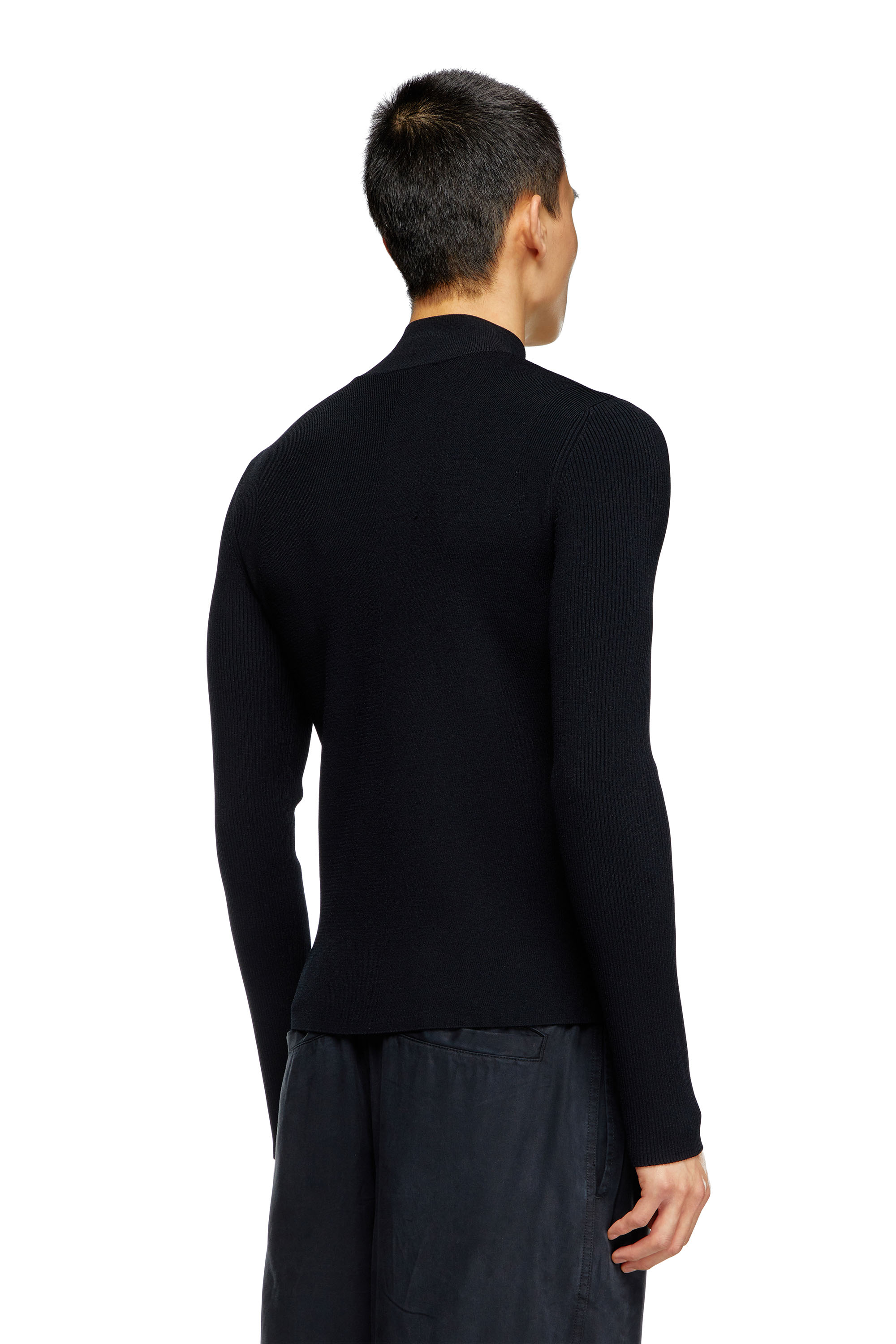 Diesel - K-ZACKARY, Male's Mock-neck jumper with Oval D in Black - 2