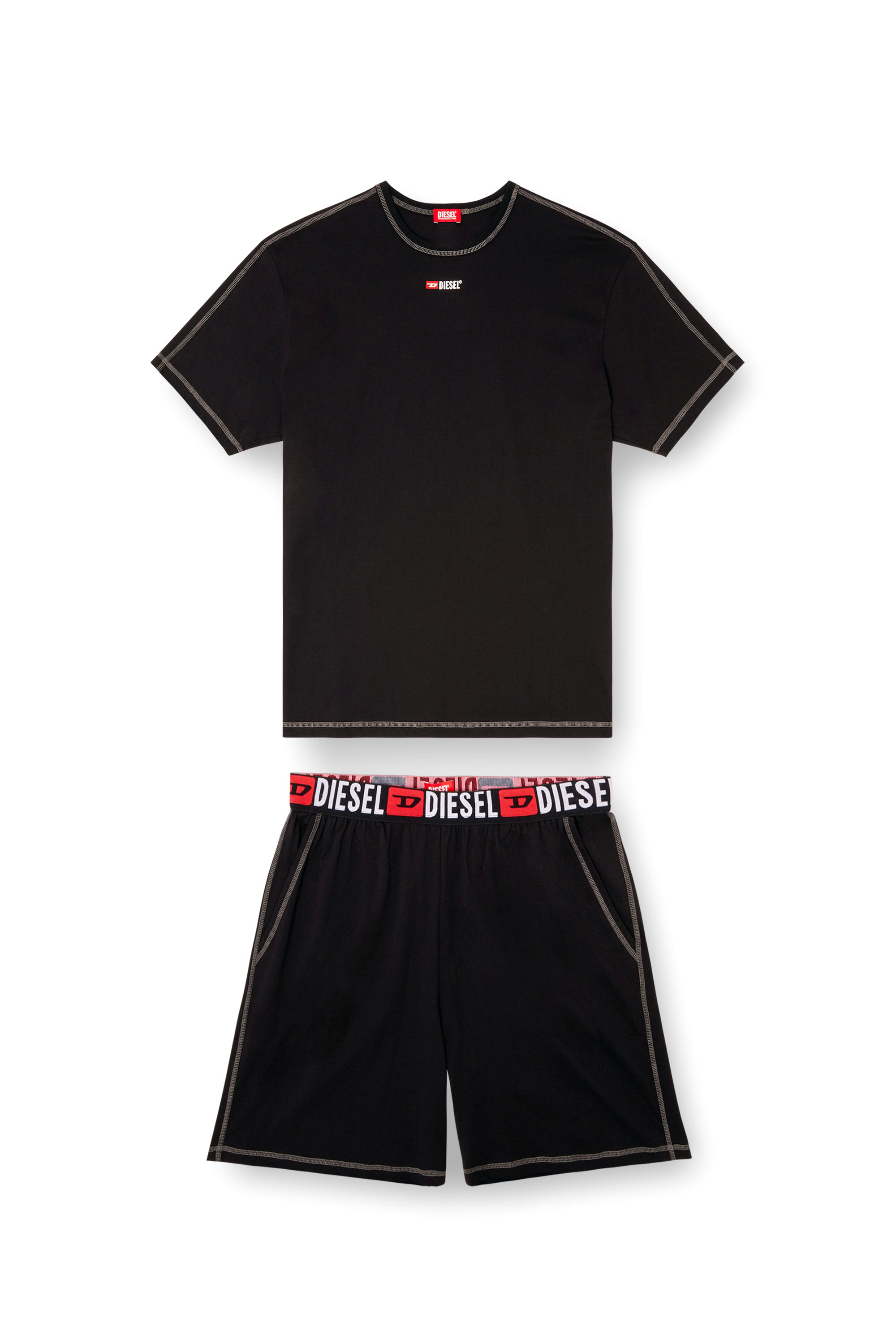 Diesel - SET-ADAM-D-CORE, Pyjama court en jersey de coton Homme in Noir - 4