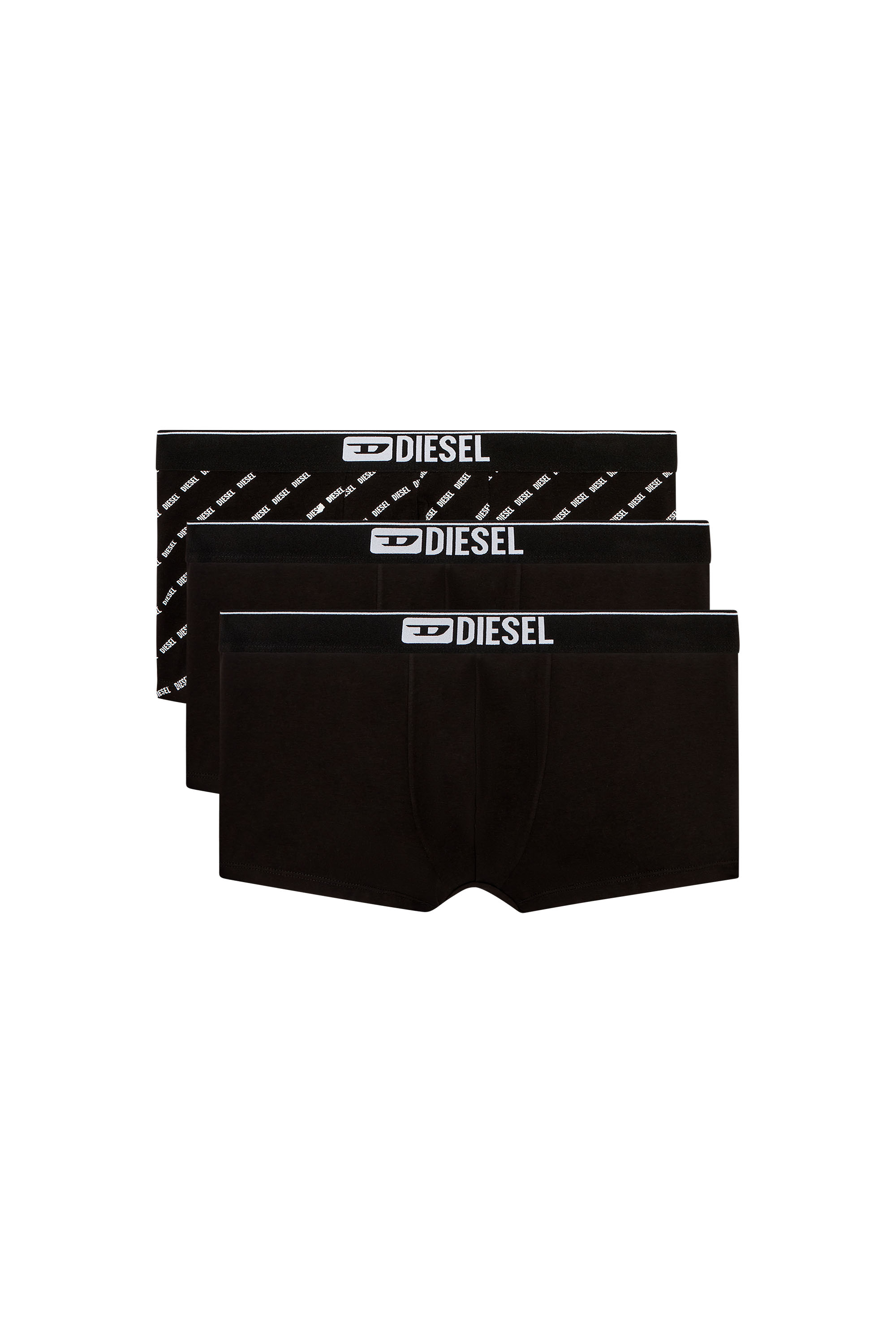 Diesel - DAMIEN-THREEPACK, Male's Three-pack boxer briefs with diagonal logo in Black - 1