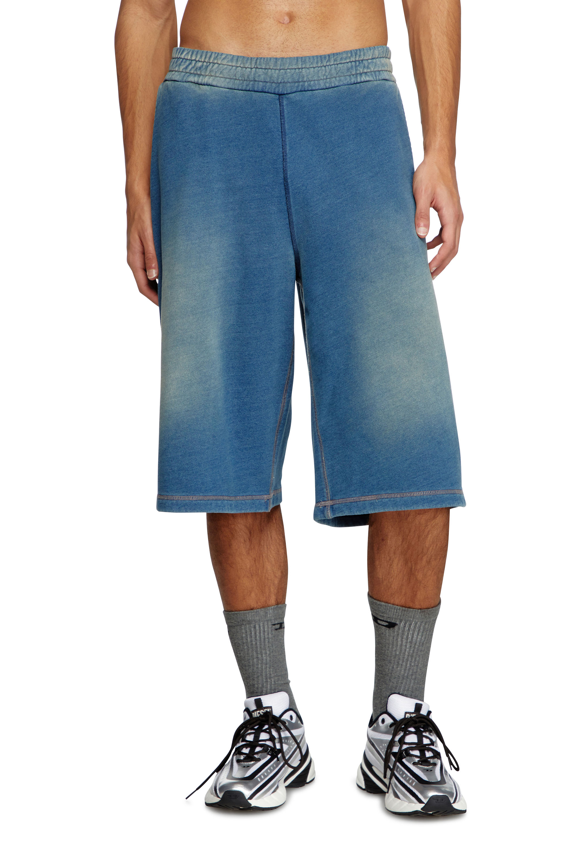 Diesel - P-CERCHIO, Male's Faded indigo sweat shorts in Blue - 1