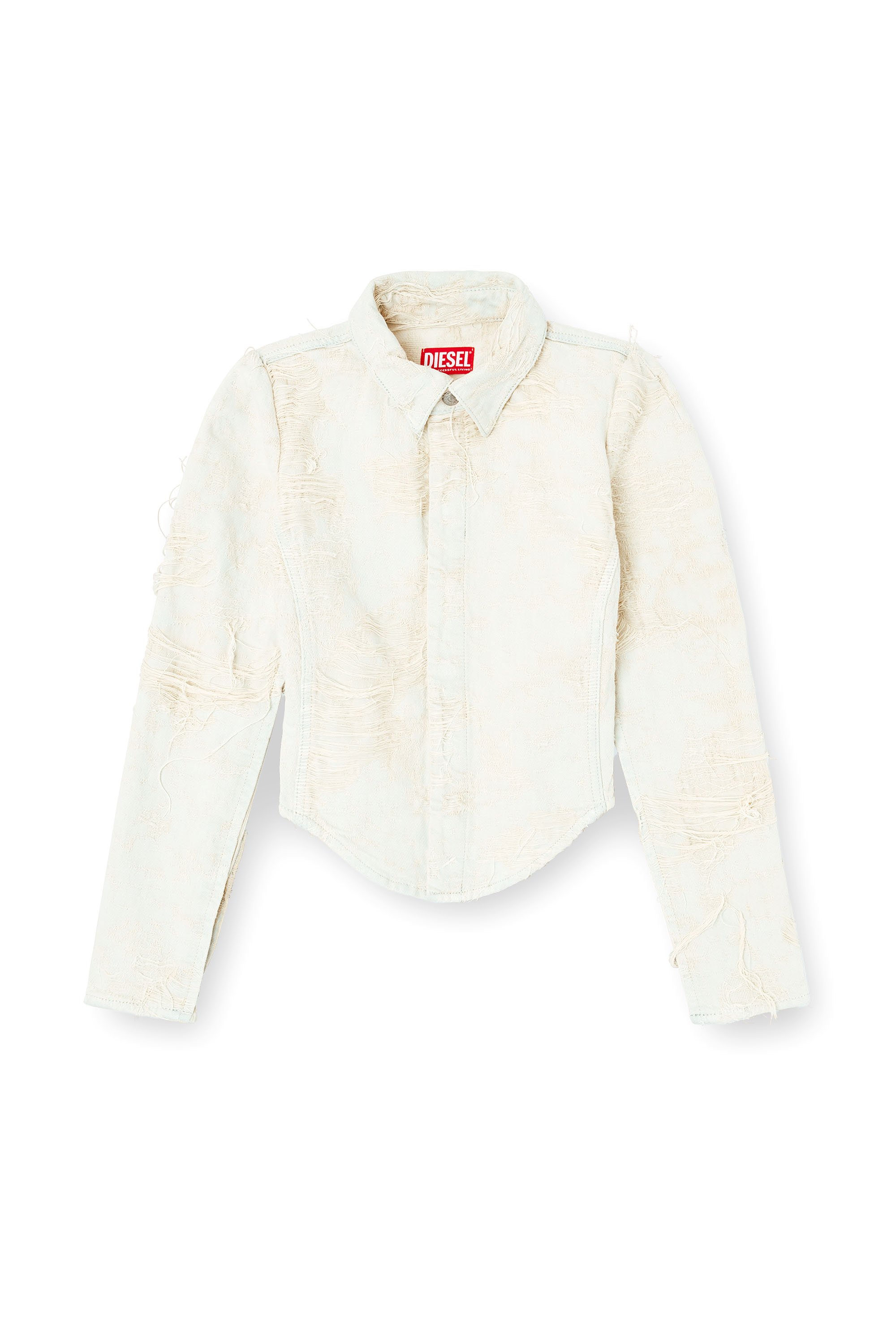 Diesel - DE-MADELINE-FSG, Female's Shirt in jacquard denim with floating threads in White - 4