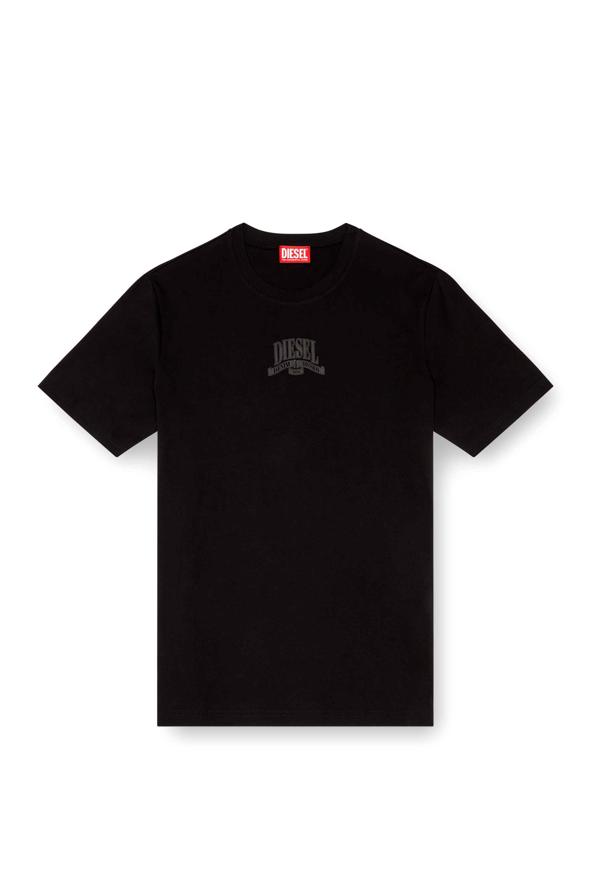 Diesel - T-MADJUST-K1, T-shirt en interlock avec imprimé Diesel ton sur ton Homme in Noir - 4