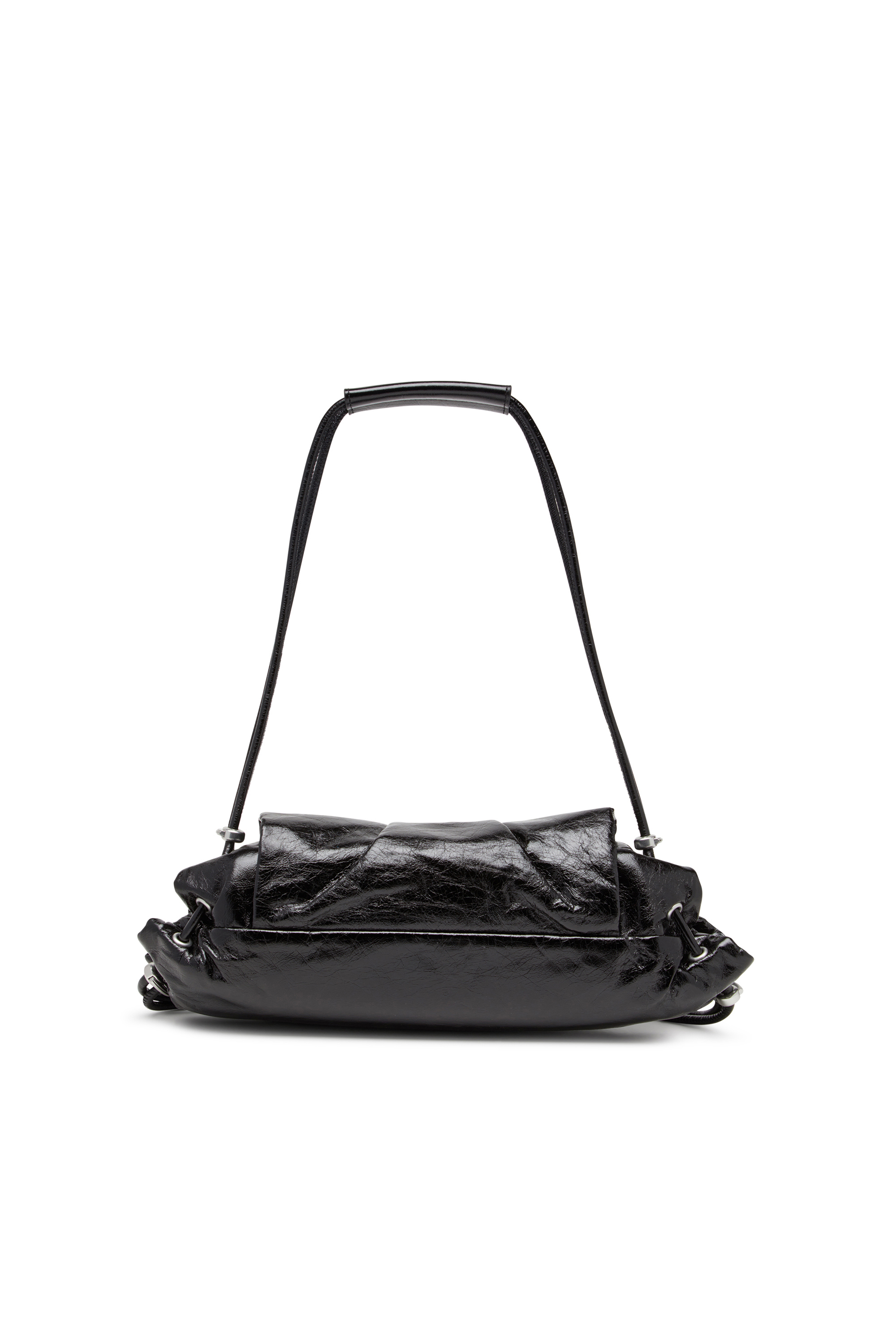 Diesel - SCRUNCH-D SHOULDER S, Female's Scrunch-D S-Shoulder bag in scrunched leather in Black - 3