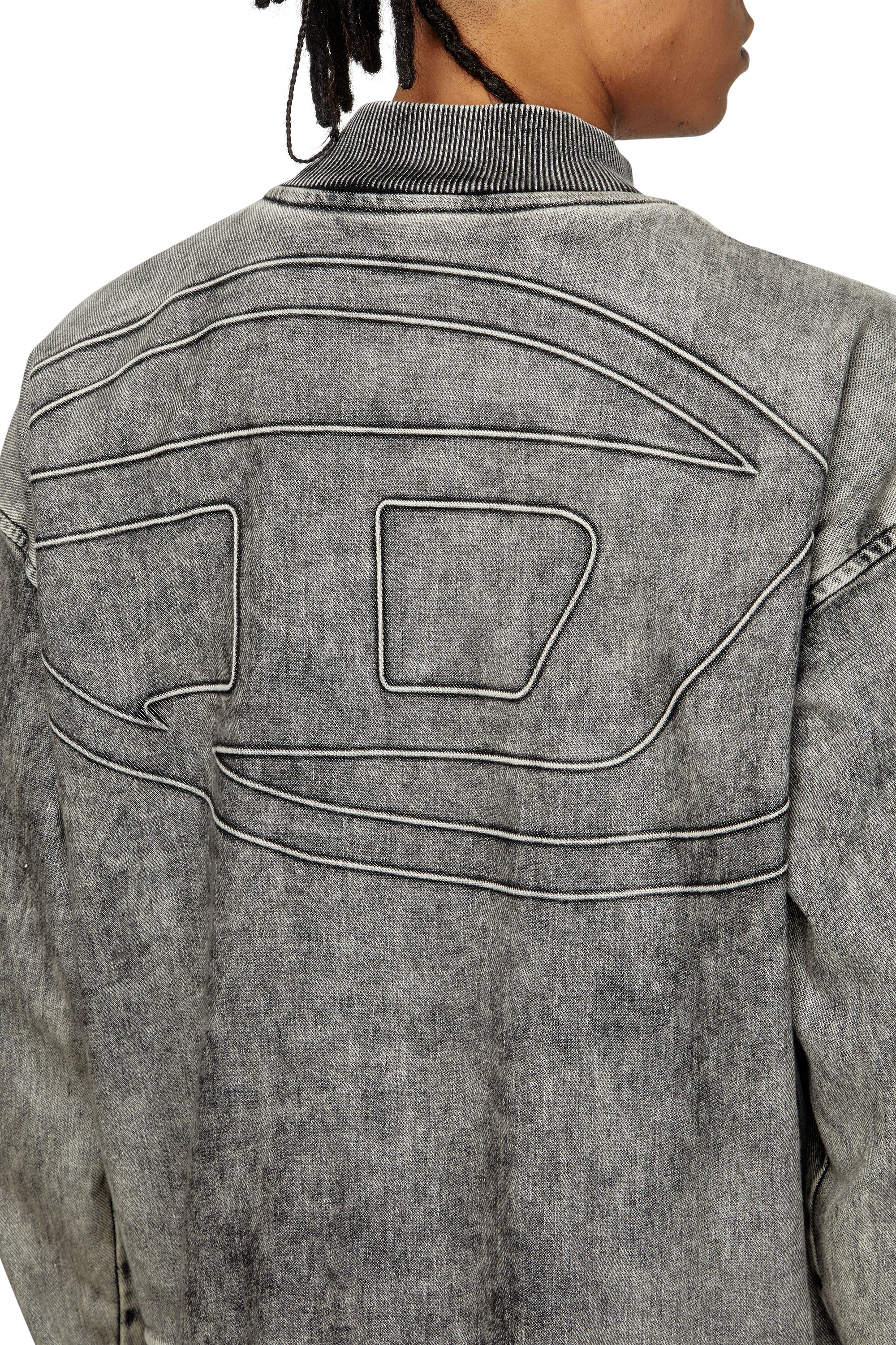 Diesel - D-CARLY-S TRACK, Unisex's Track Denim zip-up sweater with Oval D in Dark Grey - 5