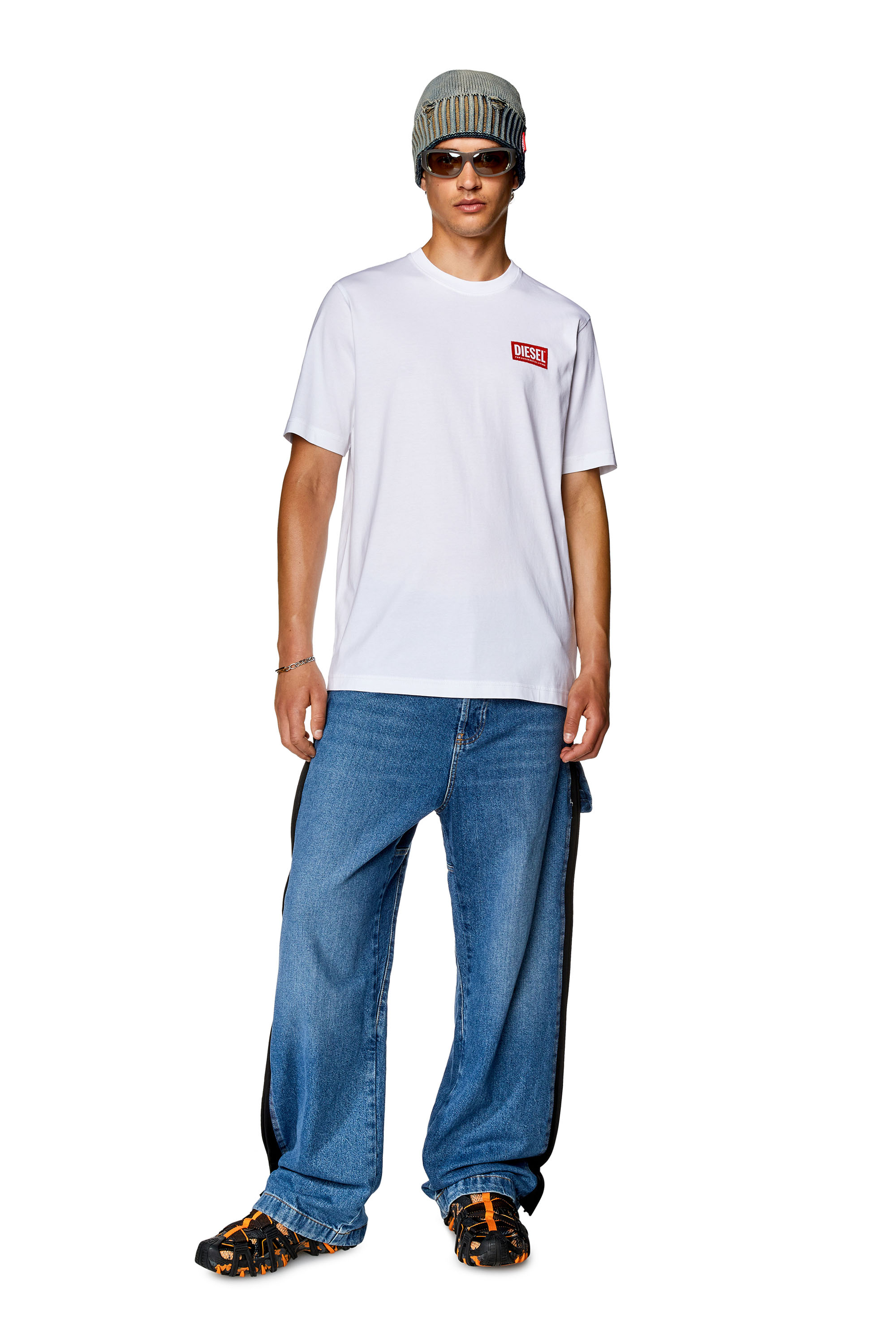Diesel - T-JUST-NLABEL, Homme T-shirt avec empiècement à logo in Blanc - Image 3