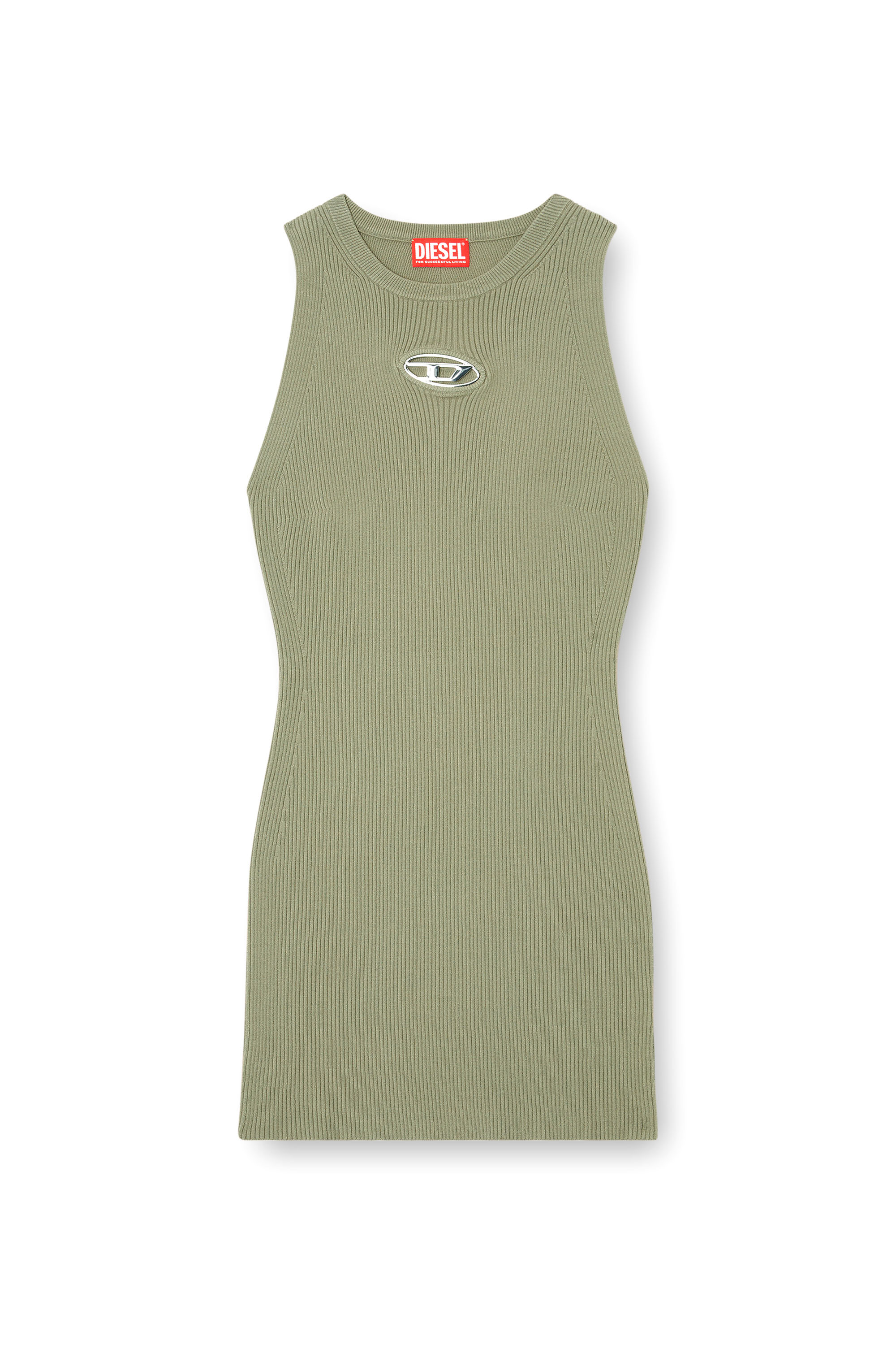 Diesel - M-CADDIX, Female's Ribbed knit sleeveless dress in Green - 5