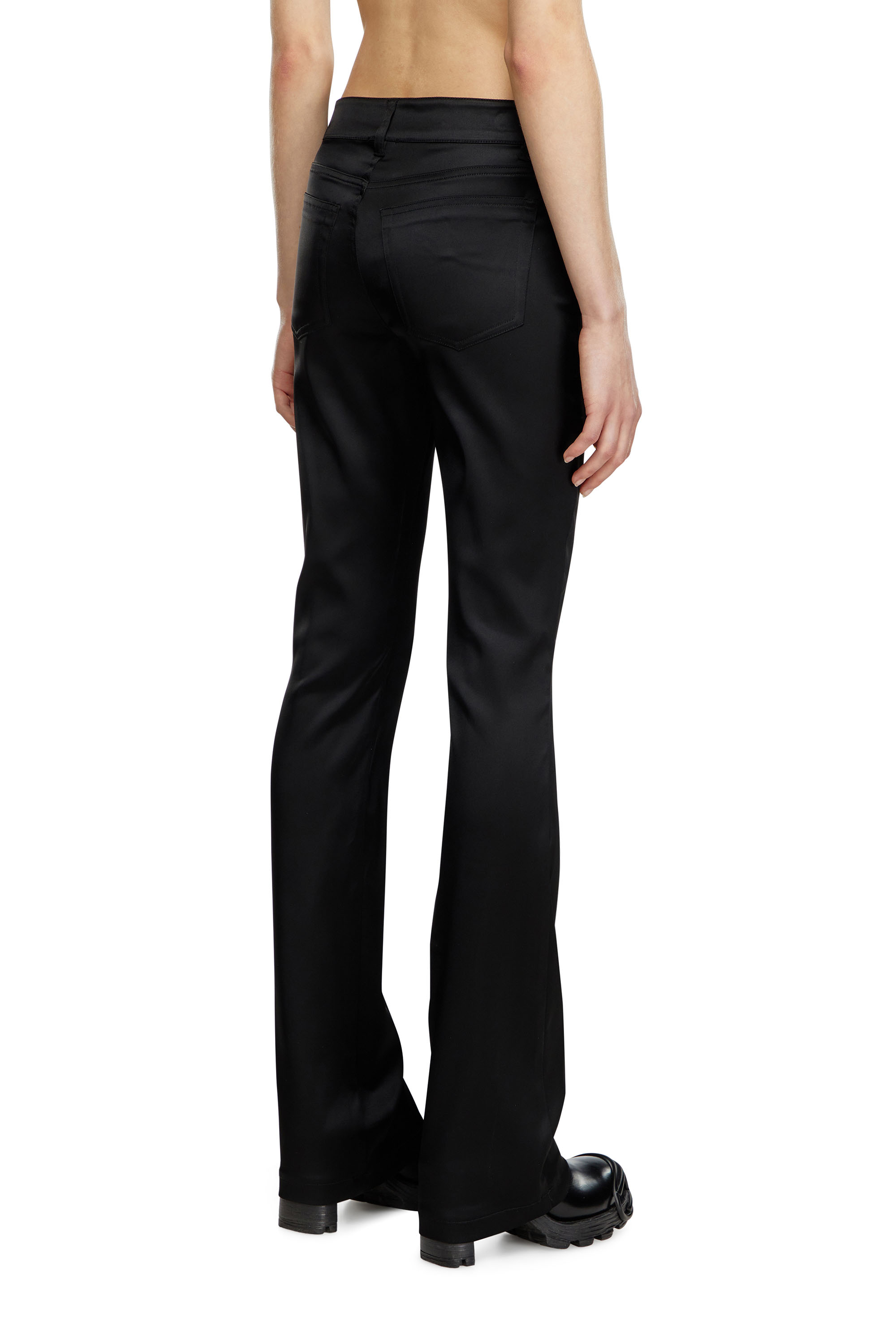 Diesel - P-EBBEY, Female's 5-pocket pants in stretch satin in Black - 3