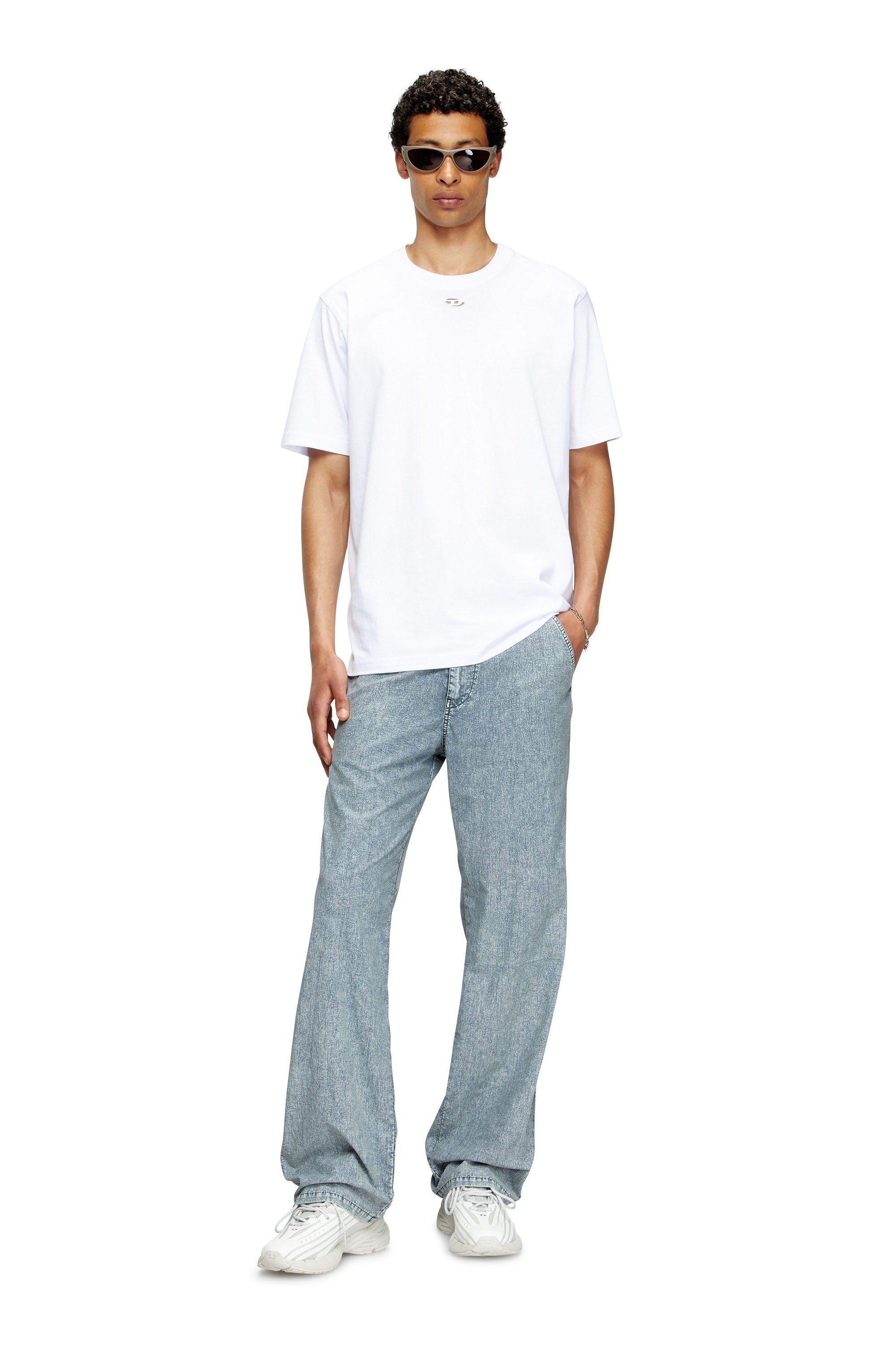 Diesel - T-ADJUST-MAREY, Male's T-shirt with cut-out Oval D in White - 2