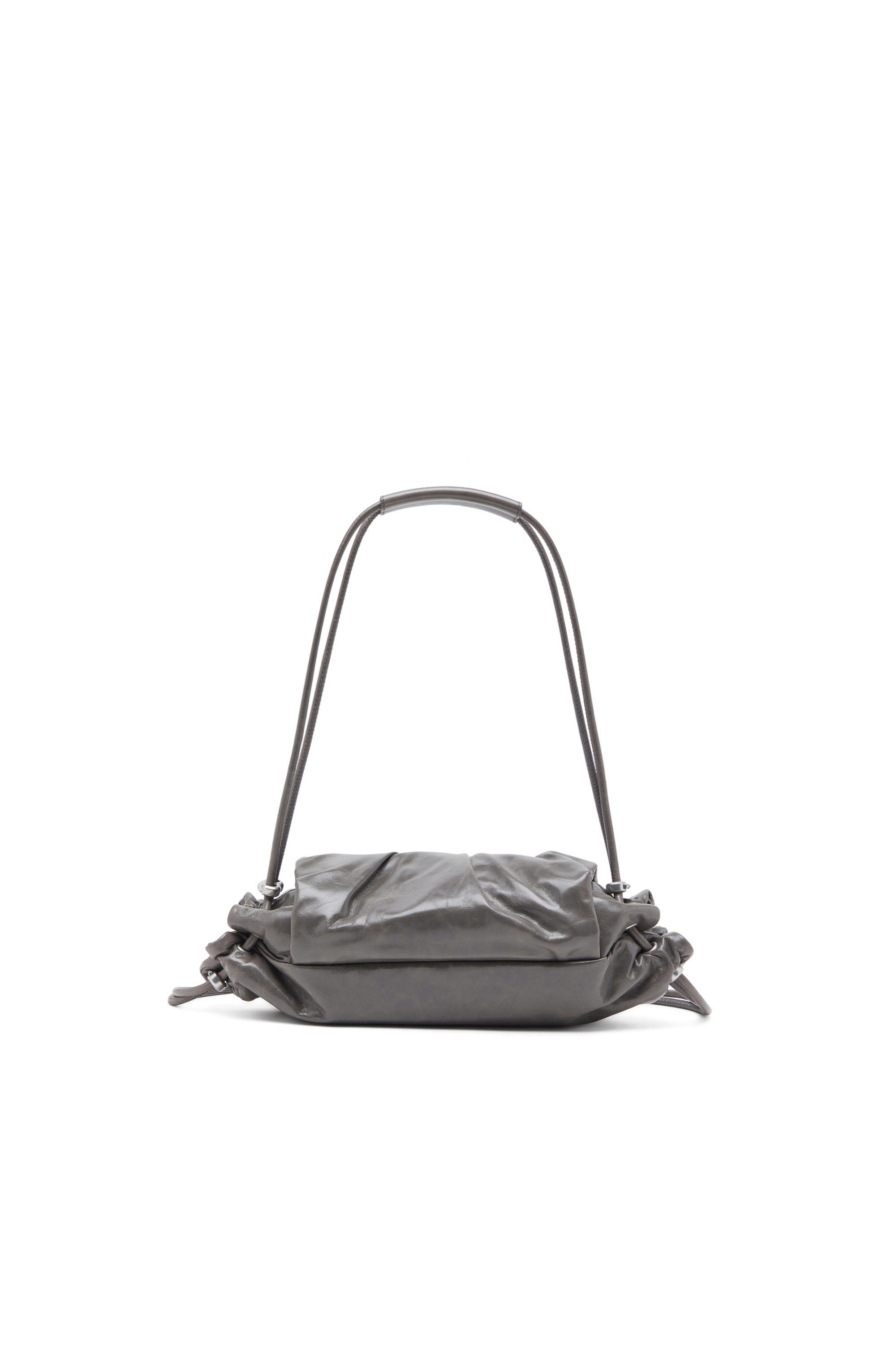 Diesel - SCRUNCH-D SHOULDER S, Female's Scrunch-D S-Shoulder bag in scrunched leather in Grey - 2