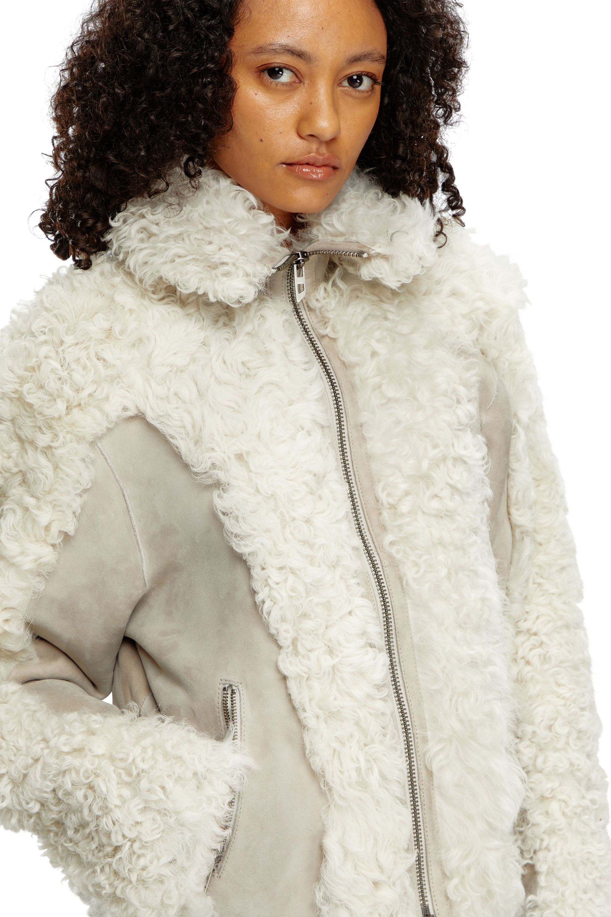 Diesel - L-AUREL, Female's Shearling jacket in White - 4