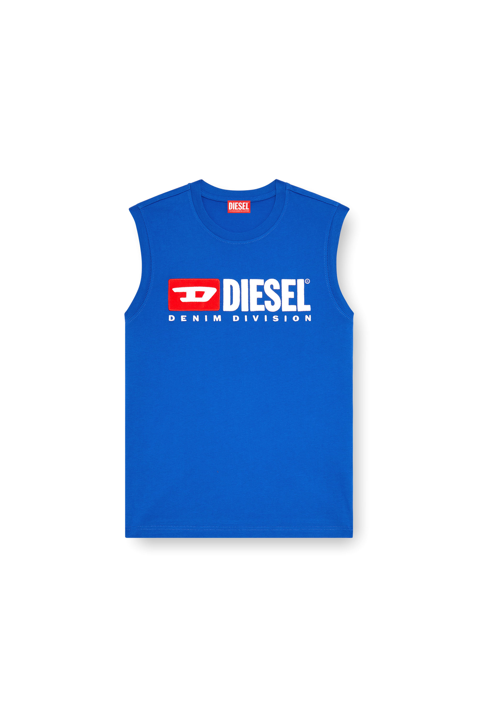 Diesel - T-ISCO-DIV, Débardeur avec logo imprimé sur le devant Homme in Bleu - 4