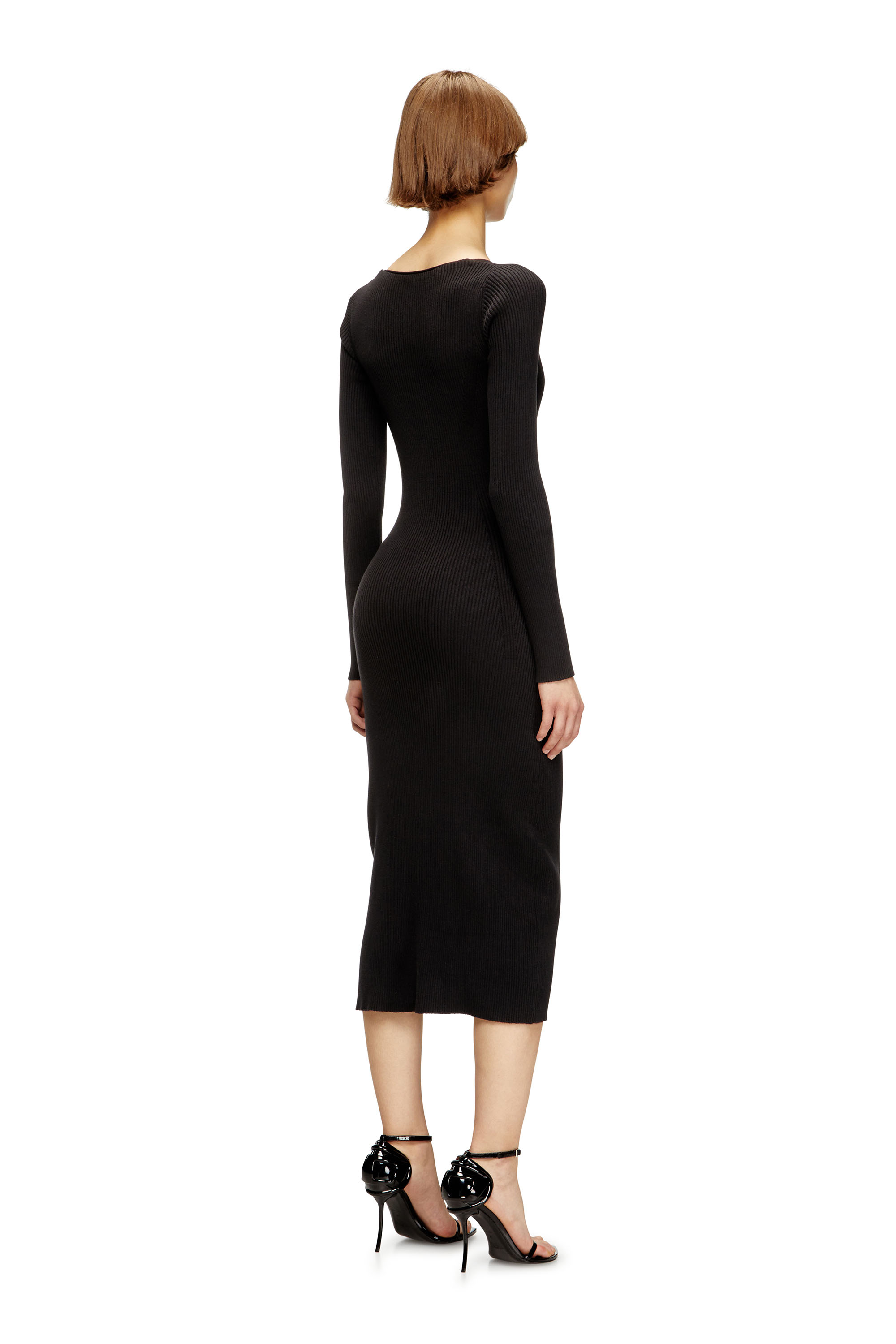 Diesel - M-MELTI-LS, Female's Ribbed midi dress with cargo pockets in null - 4