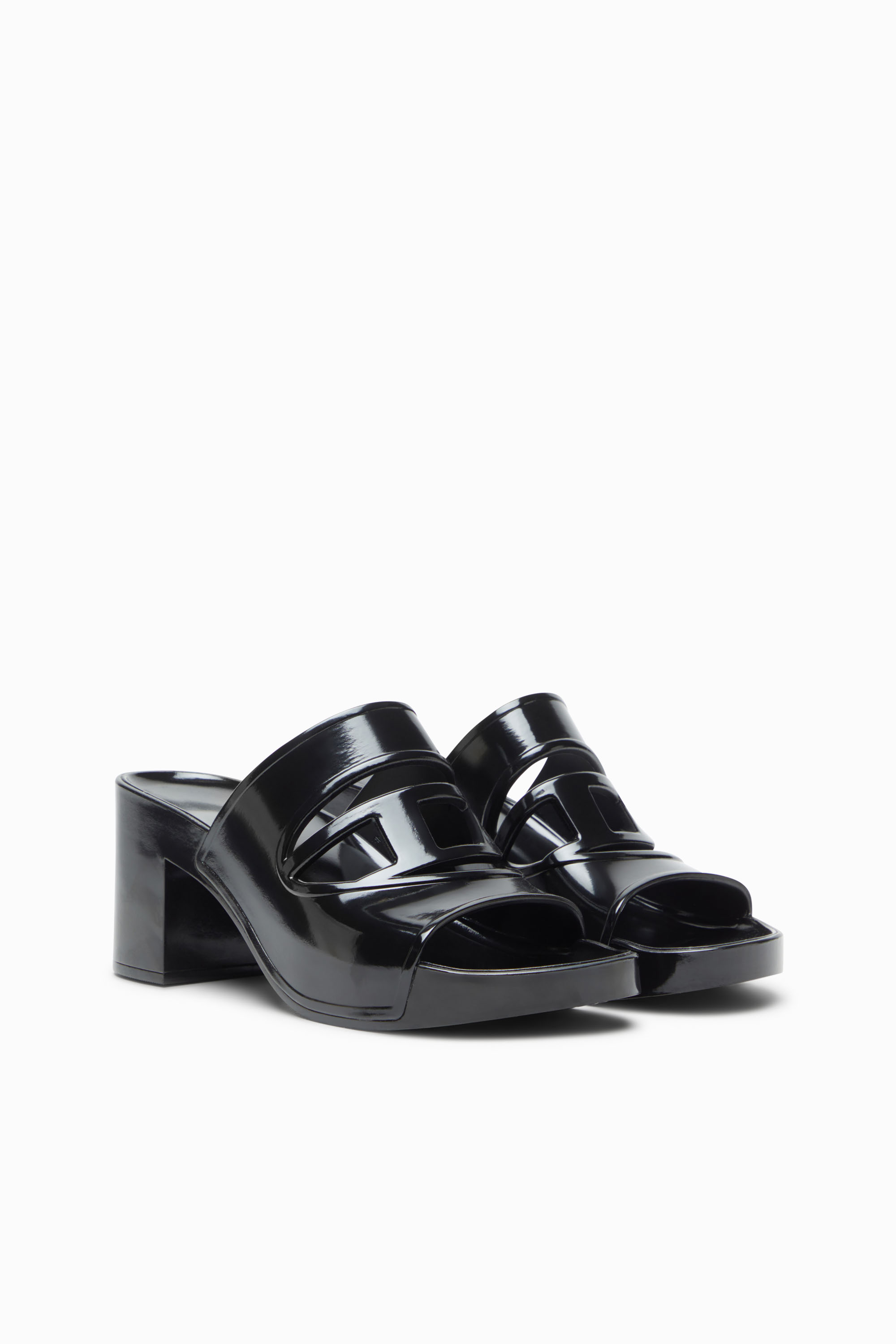 Diesel - SA-BONNIE, Female's Heeled rubber slides with cut-out logo in Black - 2