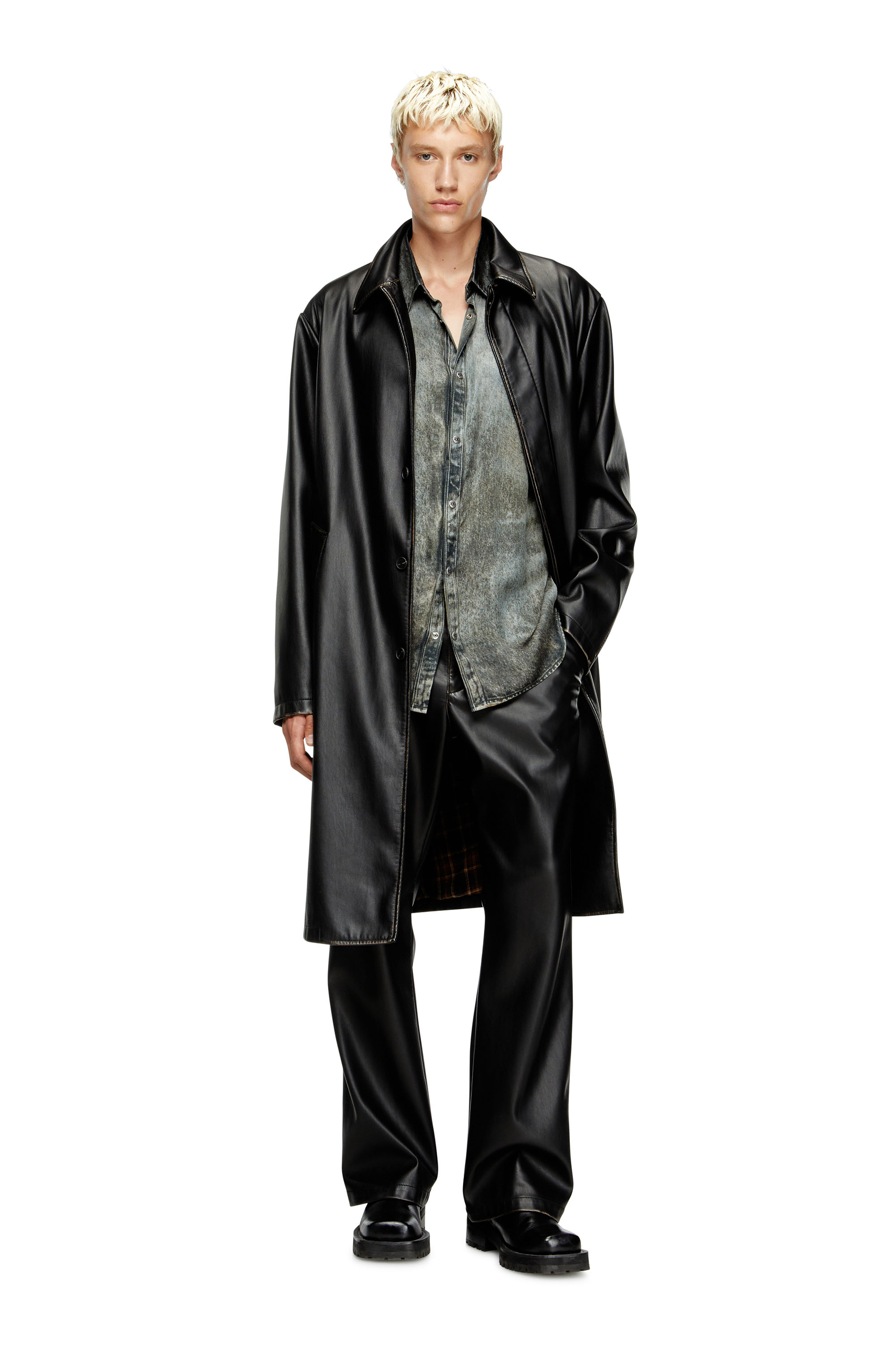 Diesel - J-RIVERS, Caban vieilli avec doublure en flanelle Homme in Noir - 2