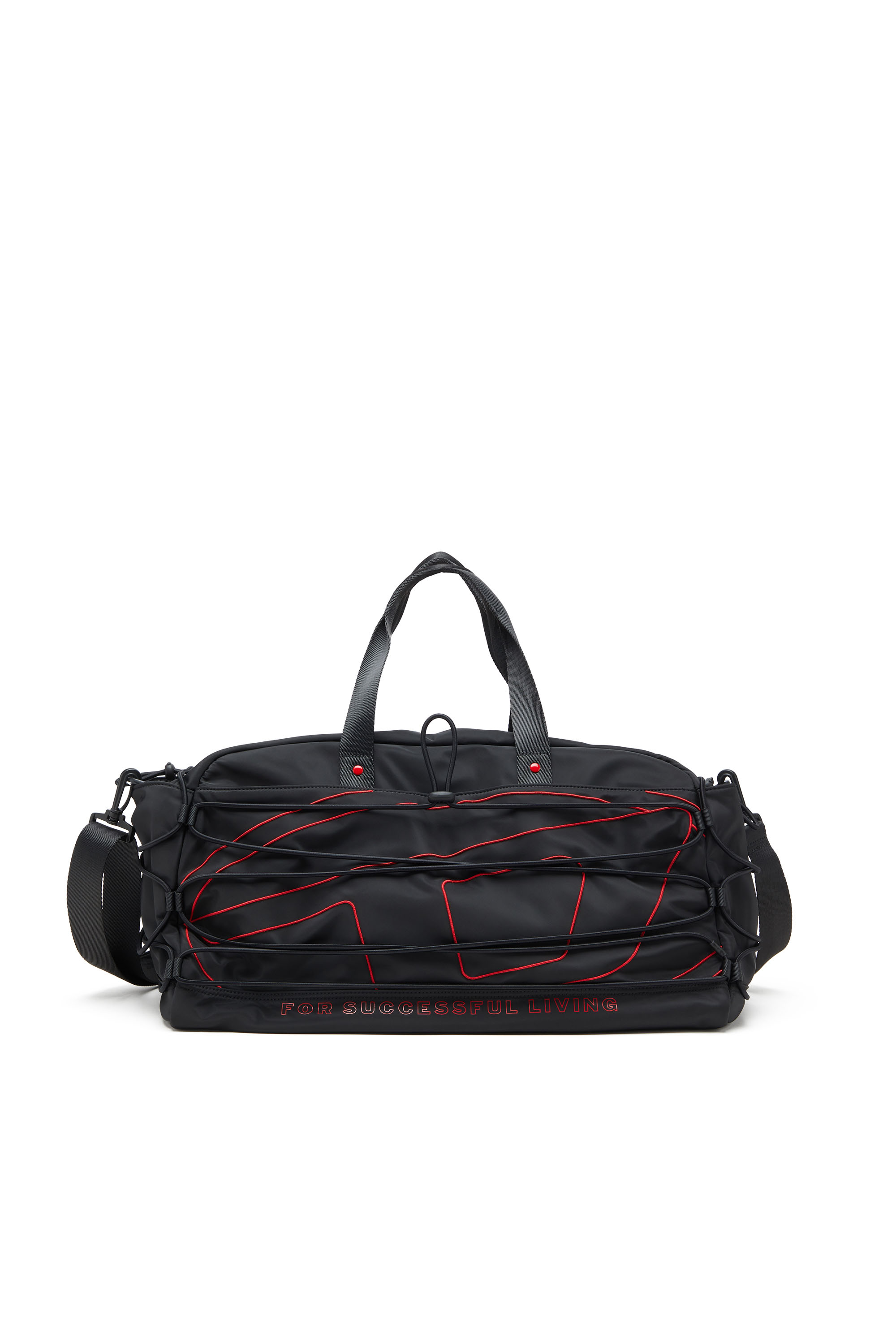 Diesel - TECH-D DUFFLE X, Tech-D-Sac polochon en nylon avec broderie Oval D Mixte in Noir - 1