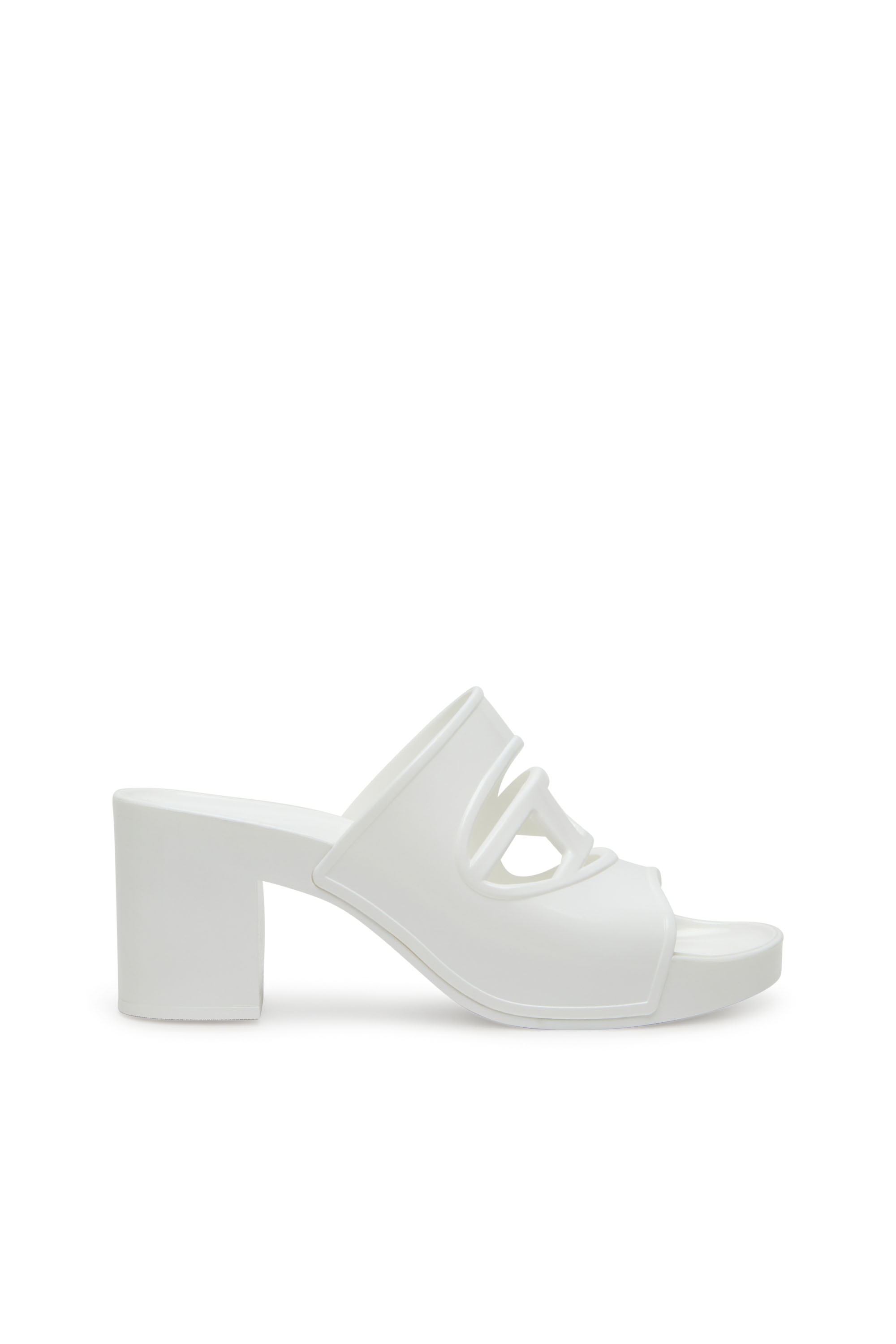 Diesel - SA-BONNIE, Female's Heeled rubber slides with cut-out logo in White - 1