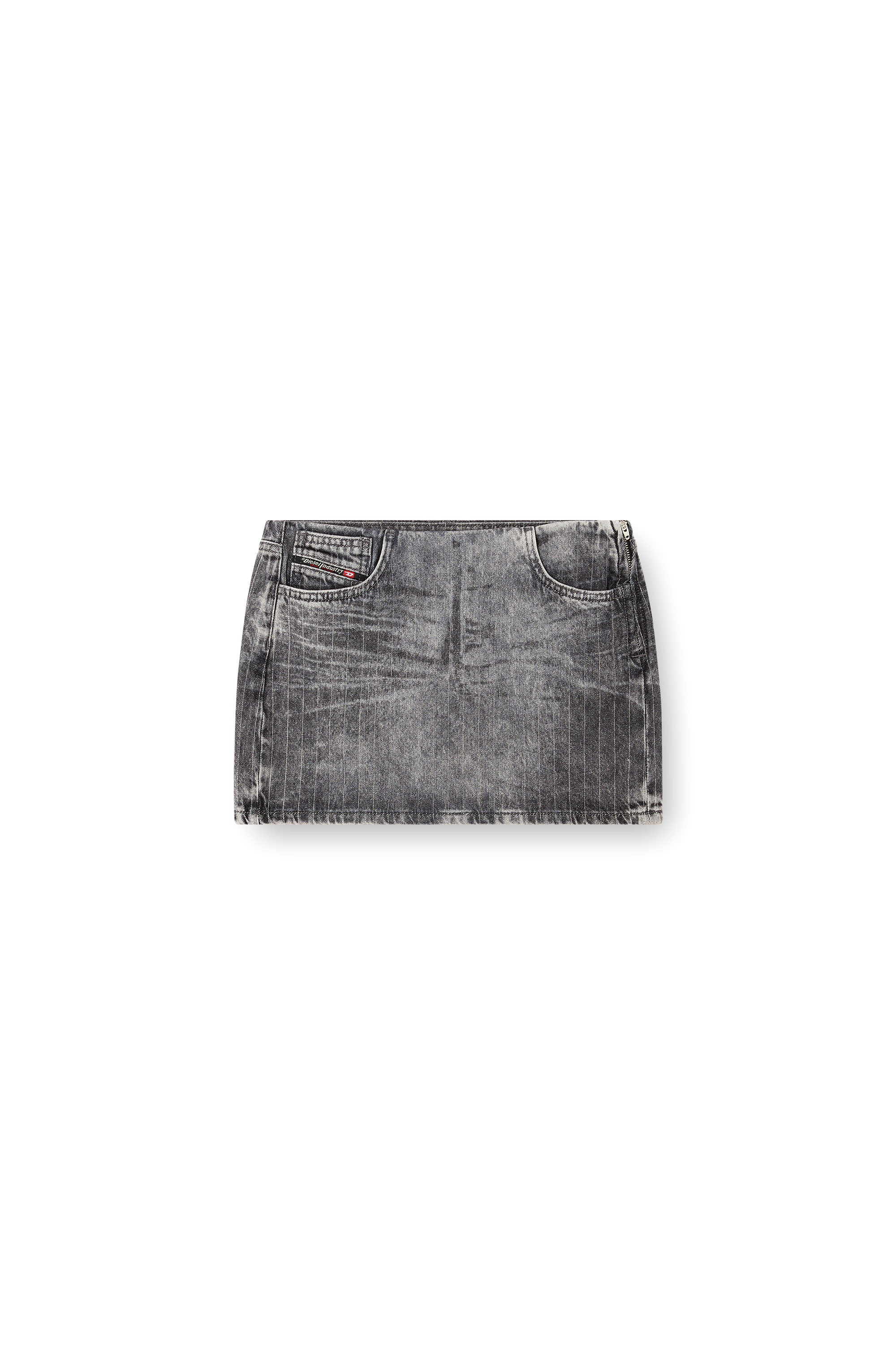 Diesel - DE-PRA-MINI-S3, Female's Miniskirt in tailoring pinstripe denim in Grey - 3