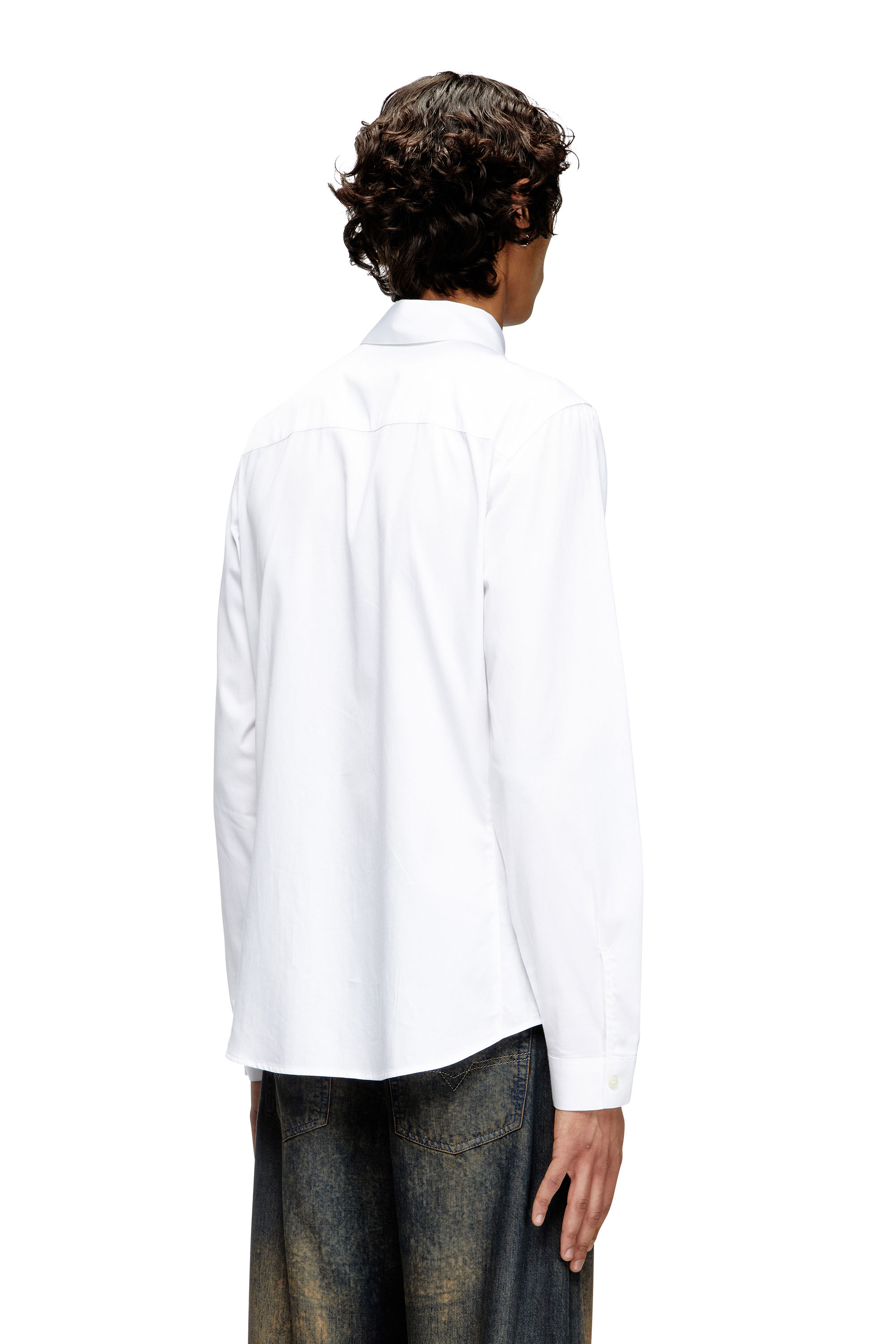 Diesel - S-FITTY-QFAV, Male's Shirt with embroidered Oval D in White - 3