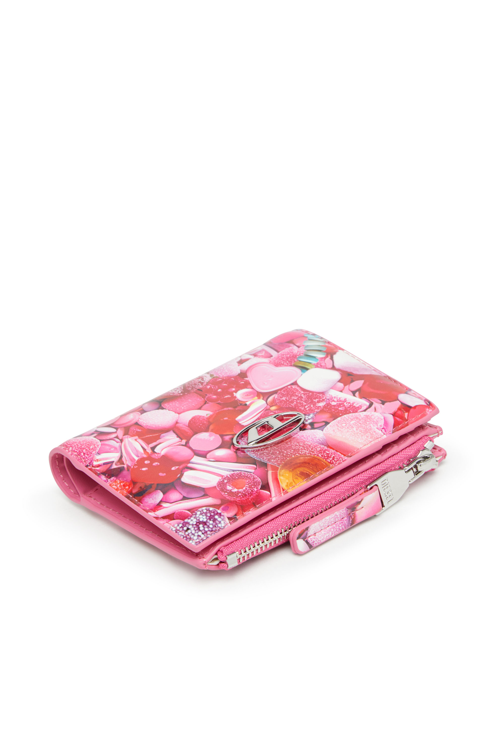 Diesel - PLAY BI-FOLD ZIP II, Female's Small wallet in printed glossy PU in Pink - 4