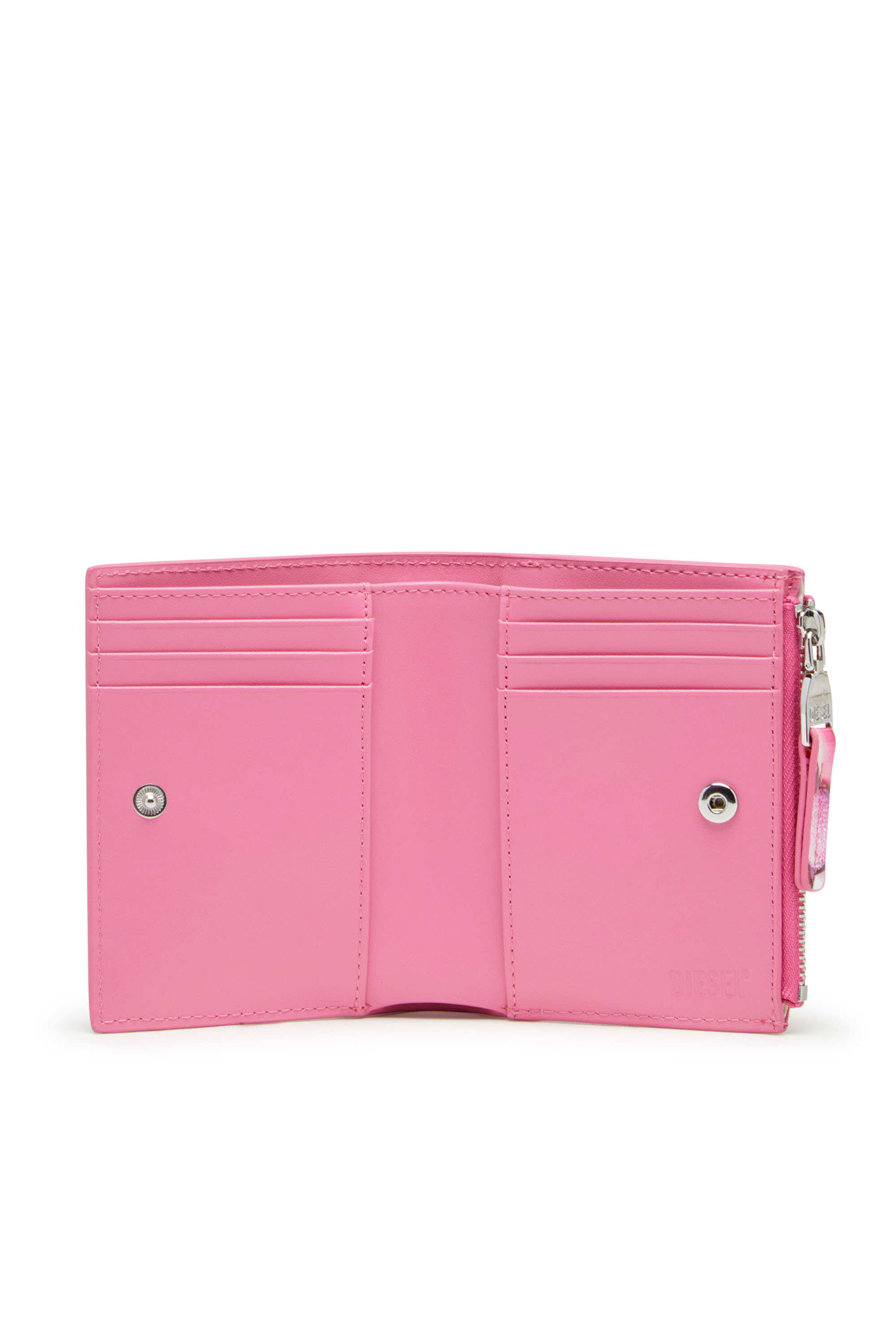 Diesel - PLAY BI-FOLD ZIP II, Female's Small wallet in printed glossy PU in Pink - 3