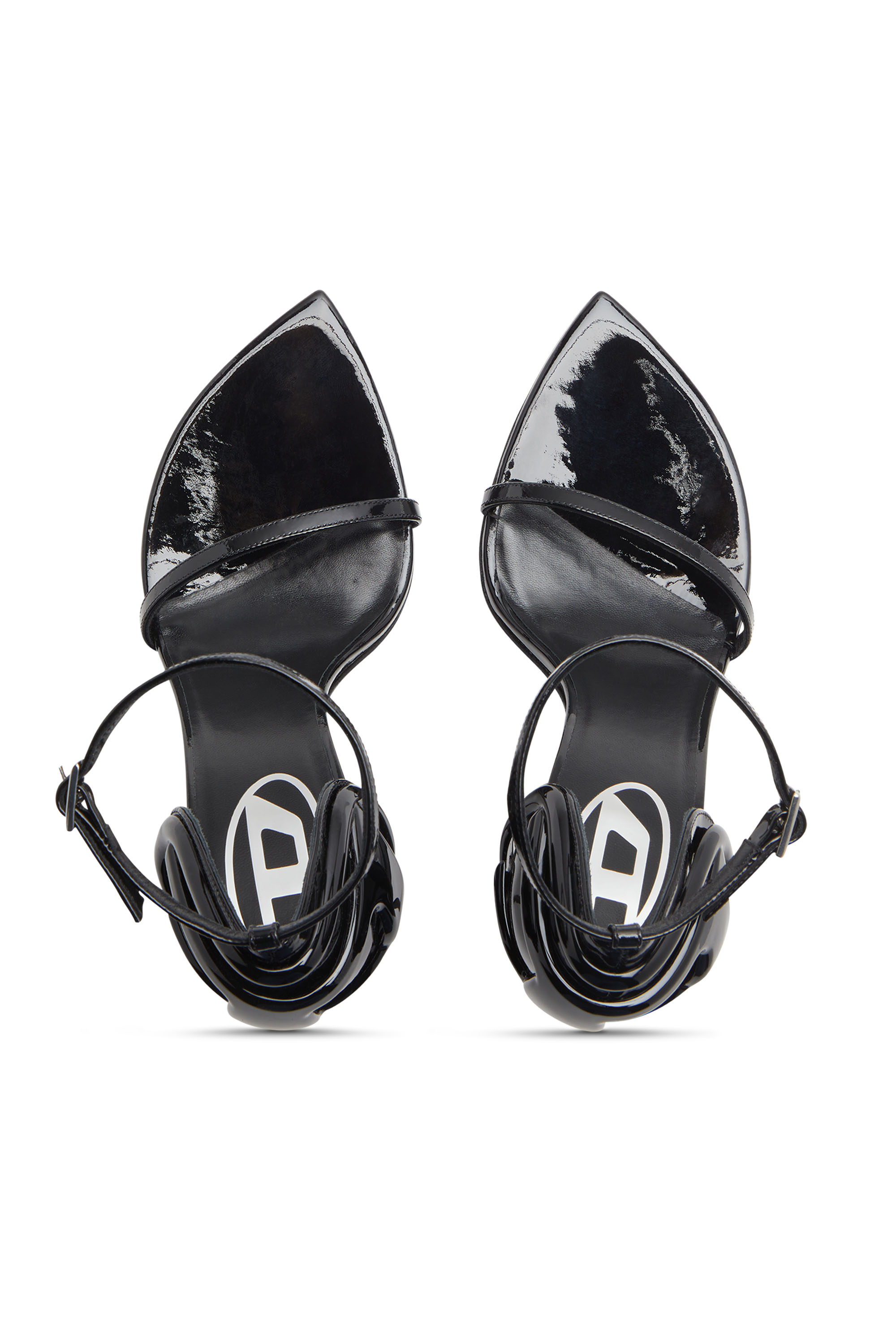 Diesel - D-TEN&HALF SANDAL, Female's D-Ten&Half-Stiletto sandals in patent leather and satin in Black - 4