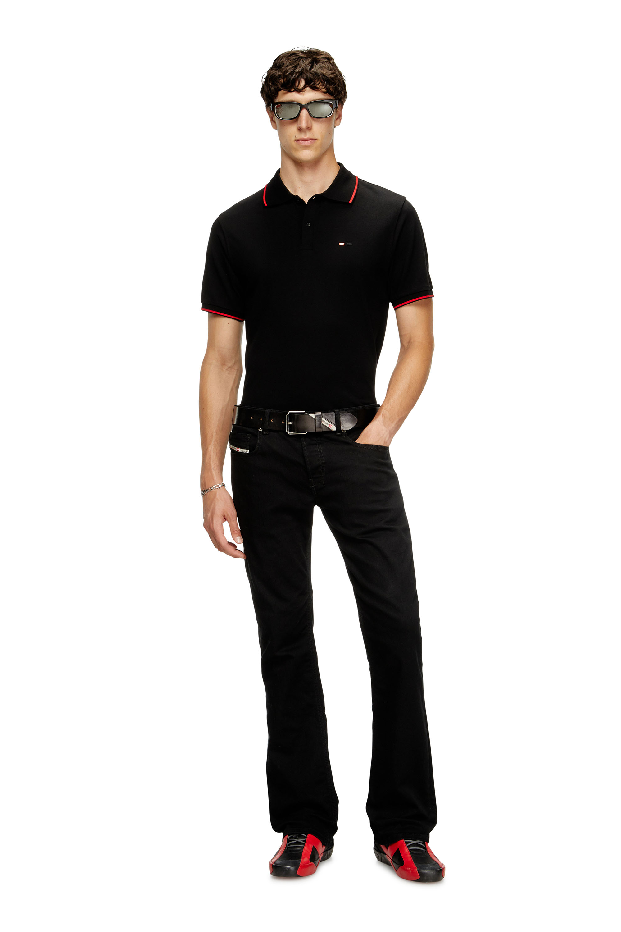 Diesel - T-FERRY-MICRODIV, Male's Polo shirt with micro Diesel embroidery in Black - 3