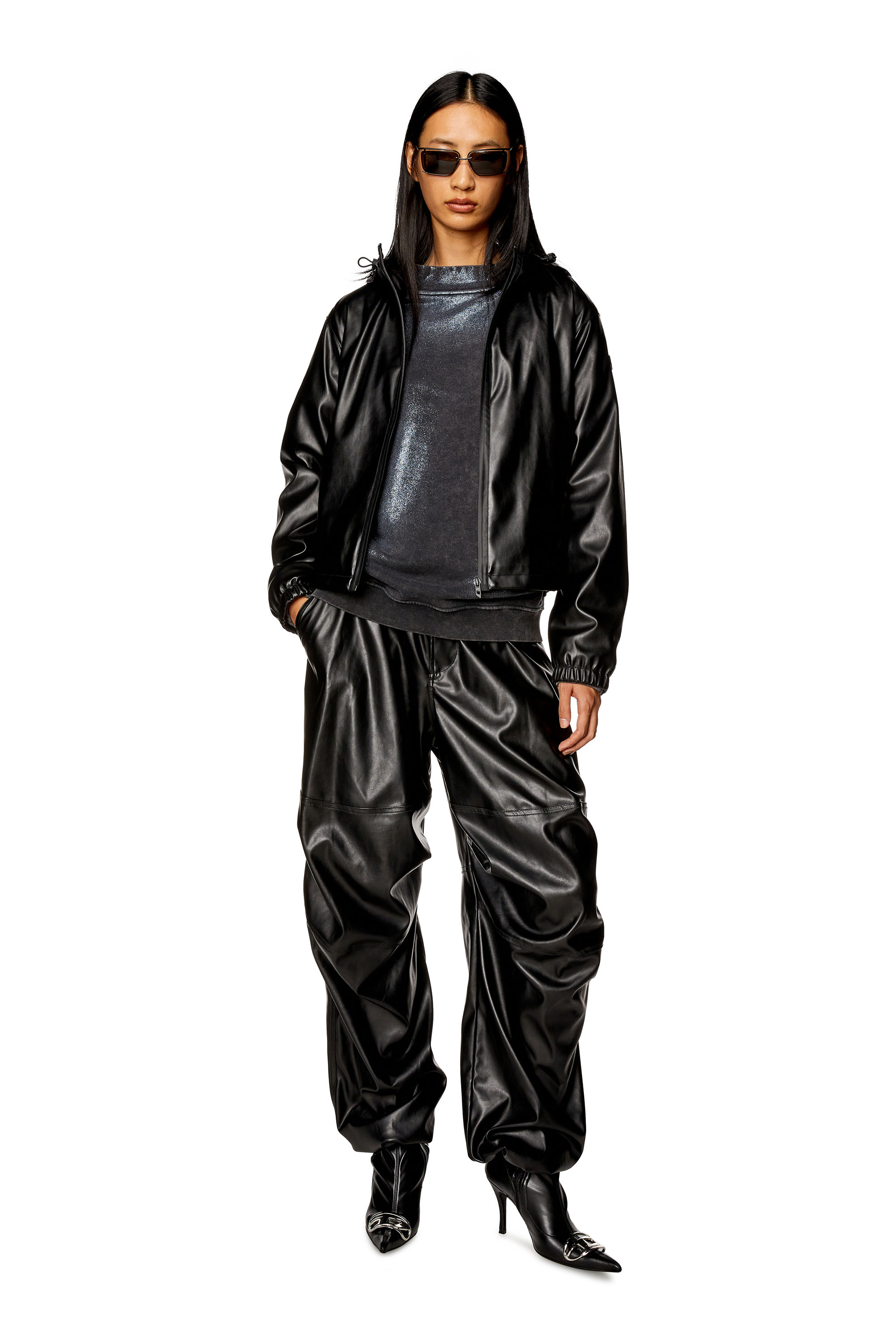 Diesel - G-BONNY-N1, Female Hooded jacket in coated fabric in Black - Image 2