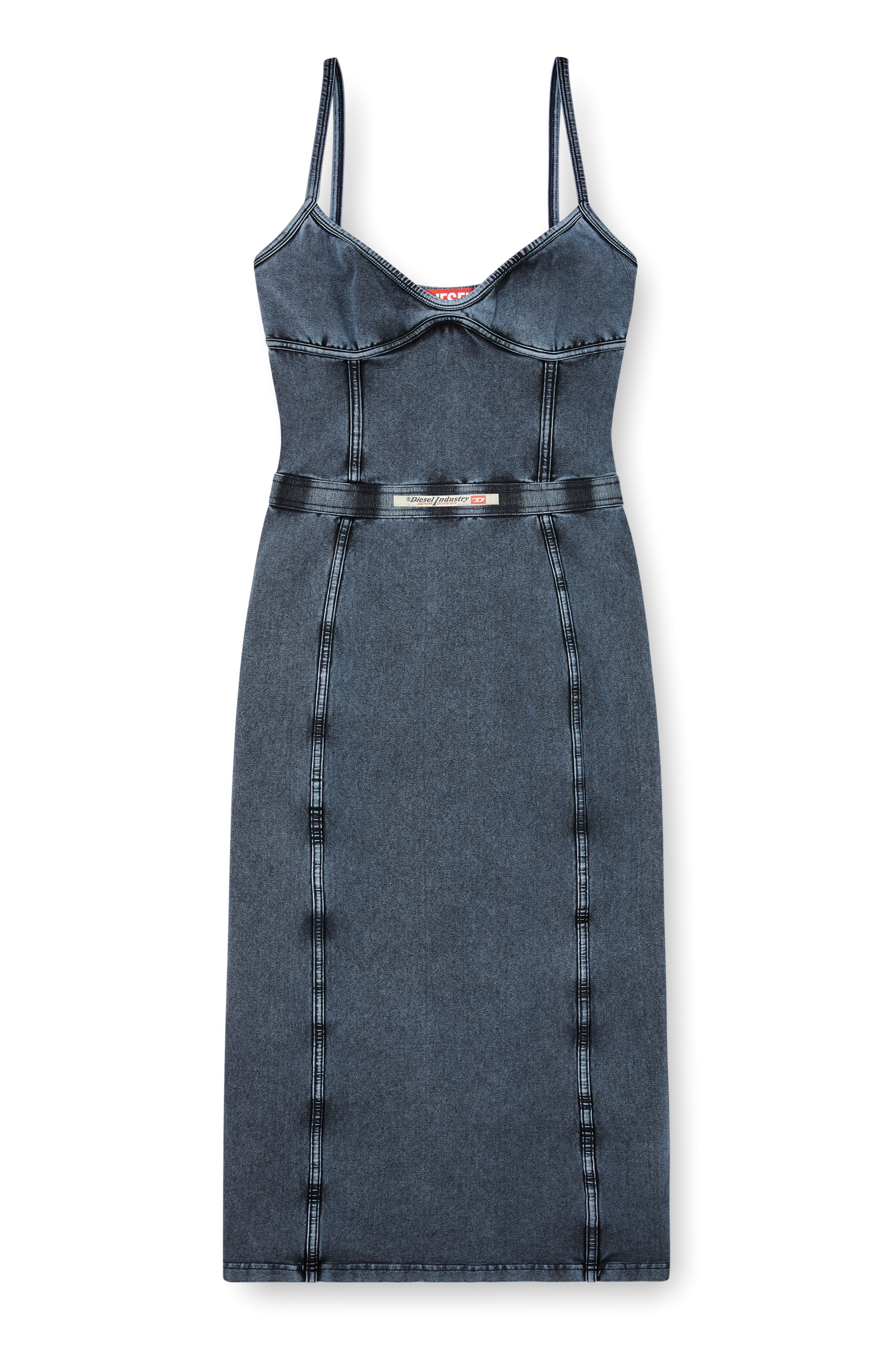 Diesel - D-ONY, Female's Midi dress in denim-look jersey in Dark Blue - 3
