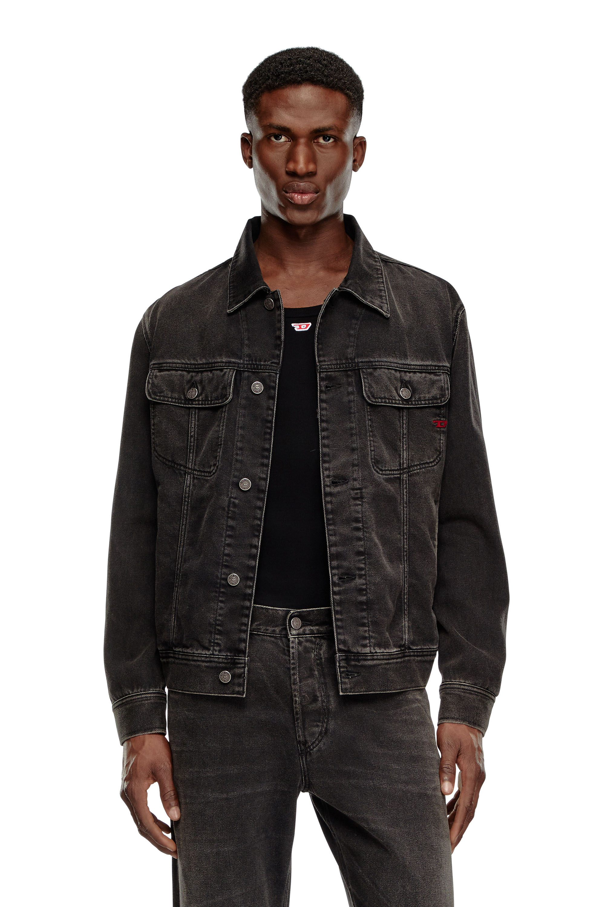 Diesel - D-BARCY, Male's Regular-fit trucker jacket in Black - 1