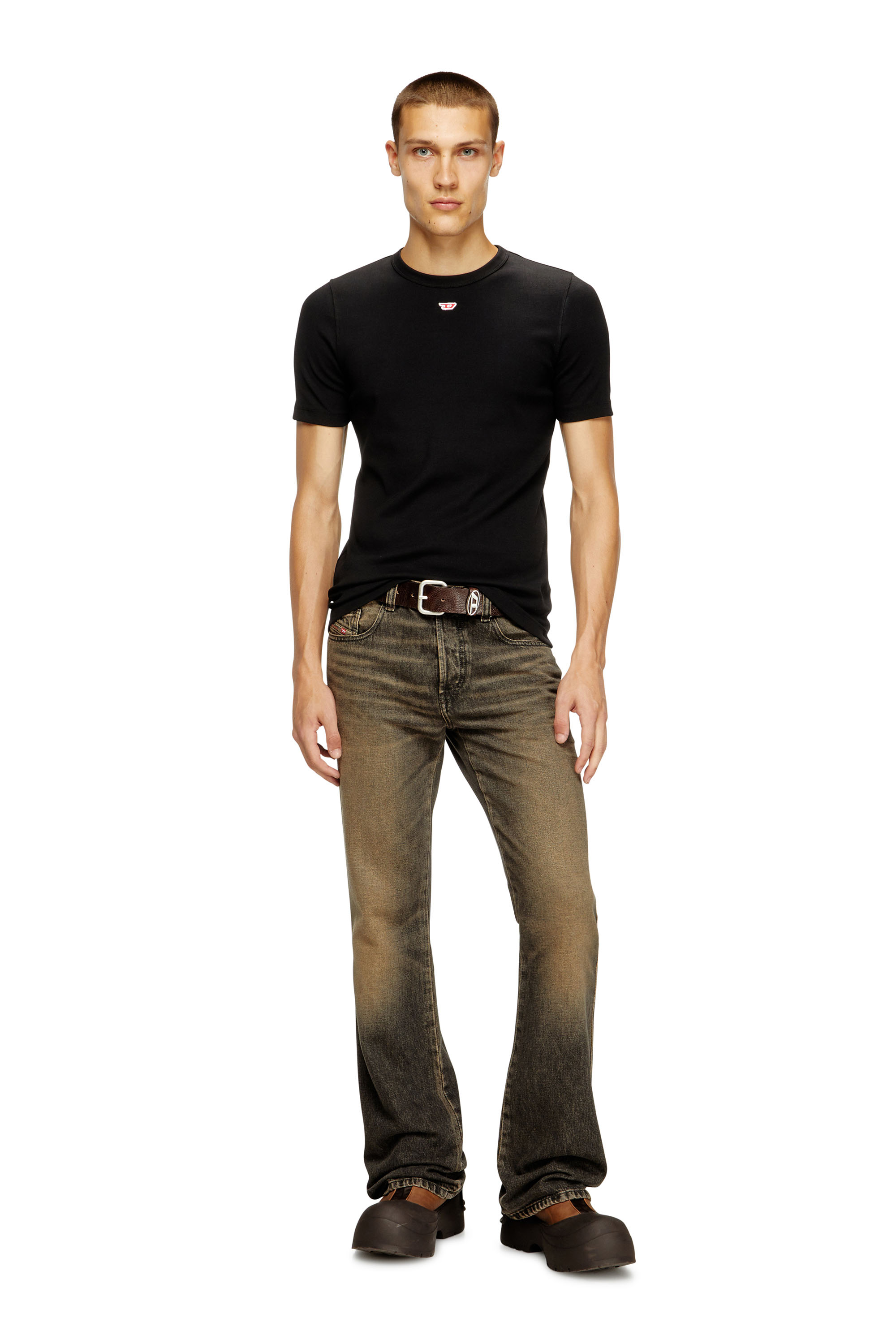 Diesel - D-RIBBER-N, Male's T-shirt with D patch in Black - 2