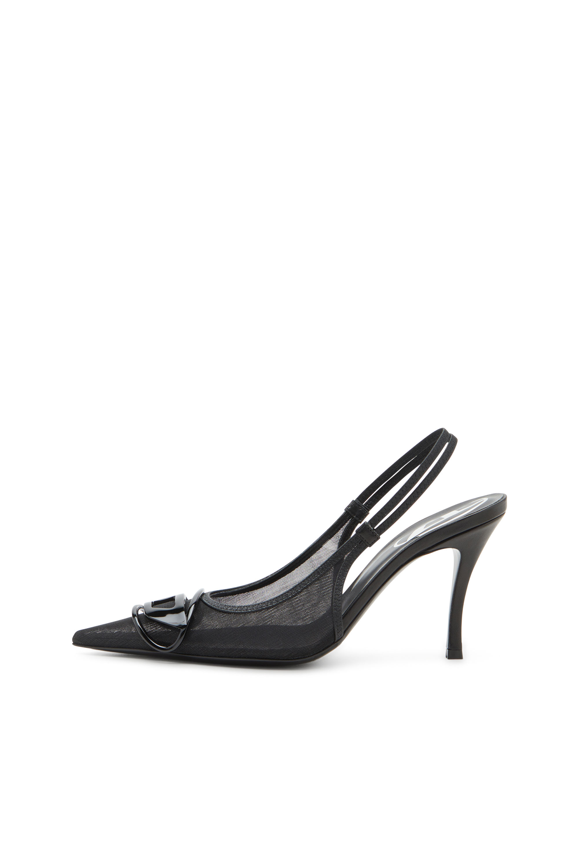 Diesel - D-VENUS SB, Escarpins à bride arrière en mesh bordé de cuir Femme in Noir - 7