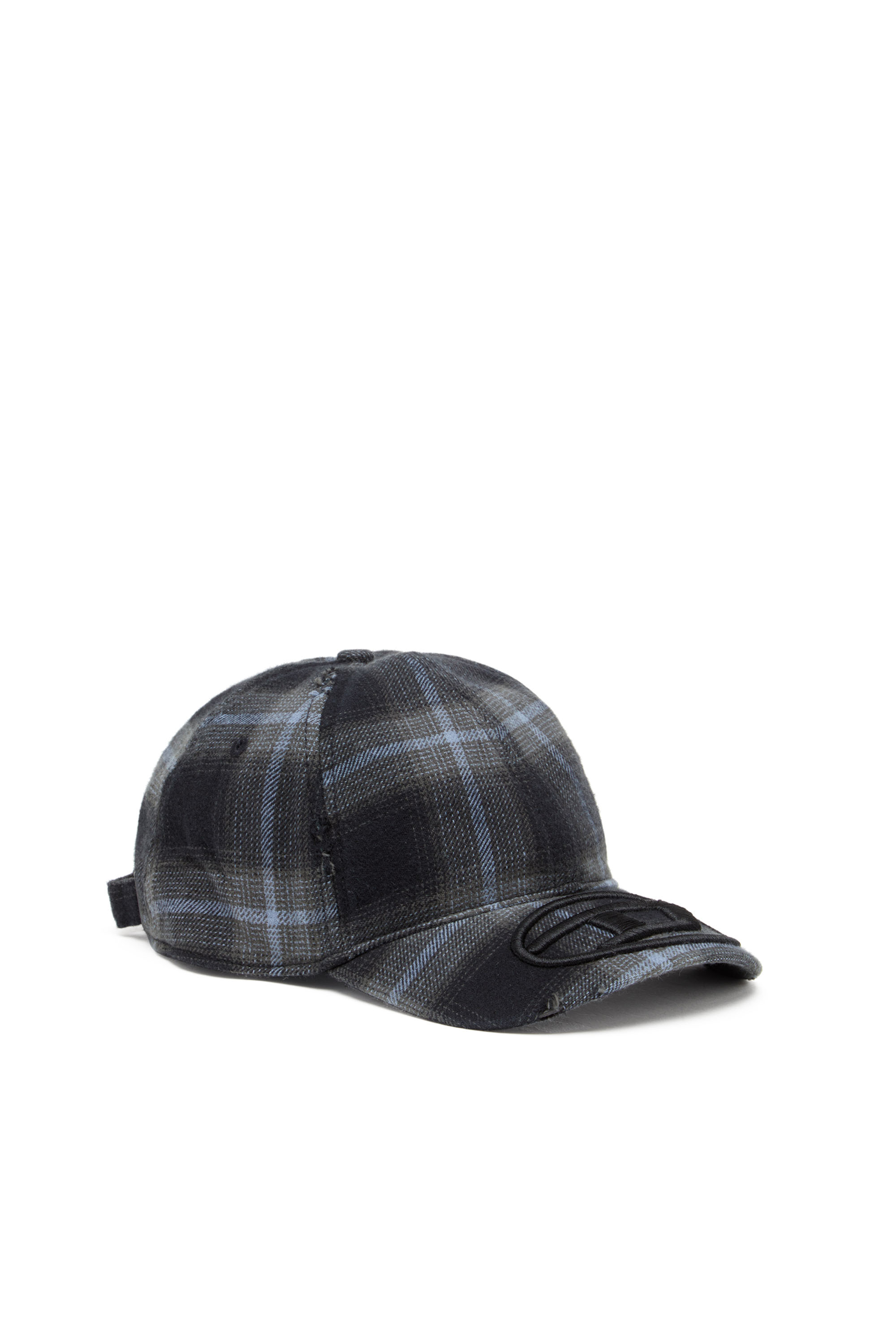 Diesel - C-HARLES, Male's Cotton check baseball cap in Black/Blue - 1