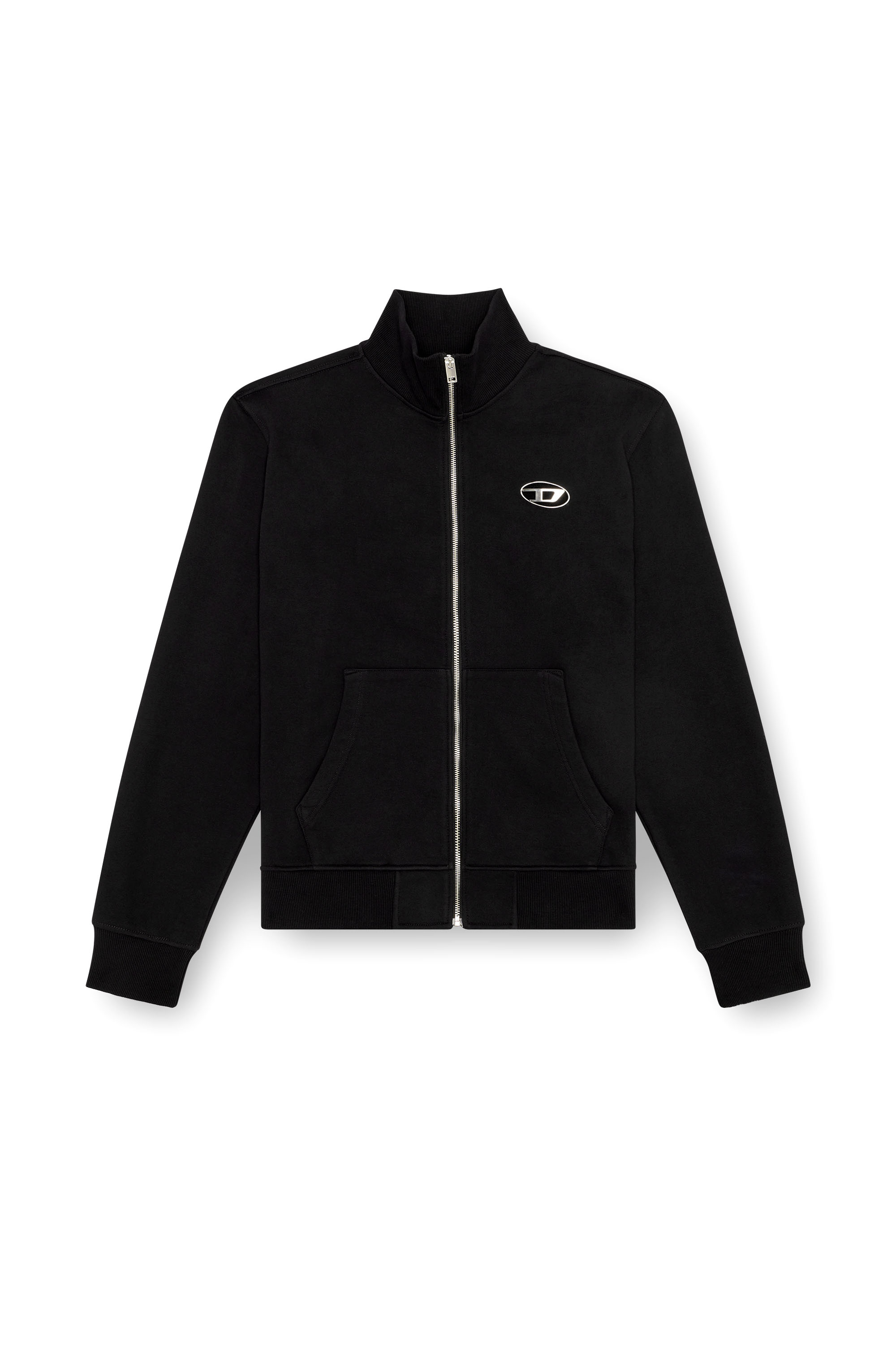 Diesel - S-GINNI-ZIP-OD, Male Zip-up sweatshirt with metallic logo in Black - Image 3