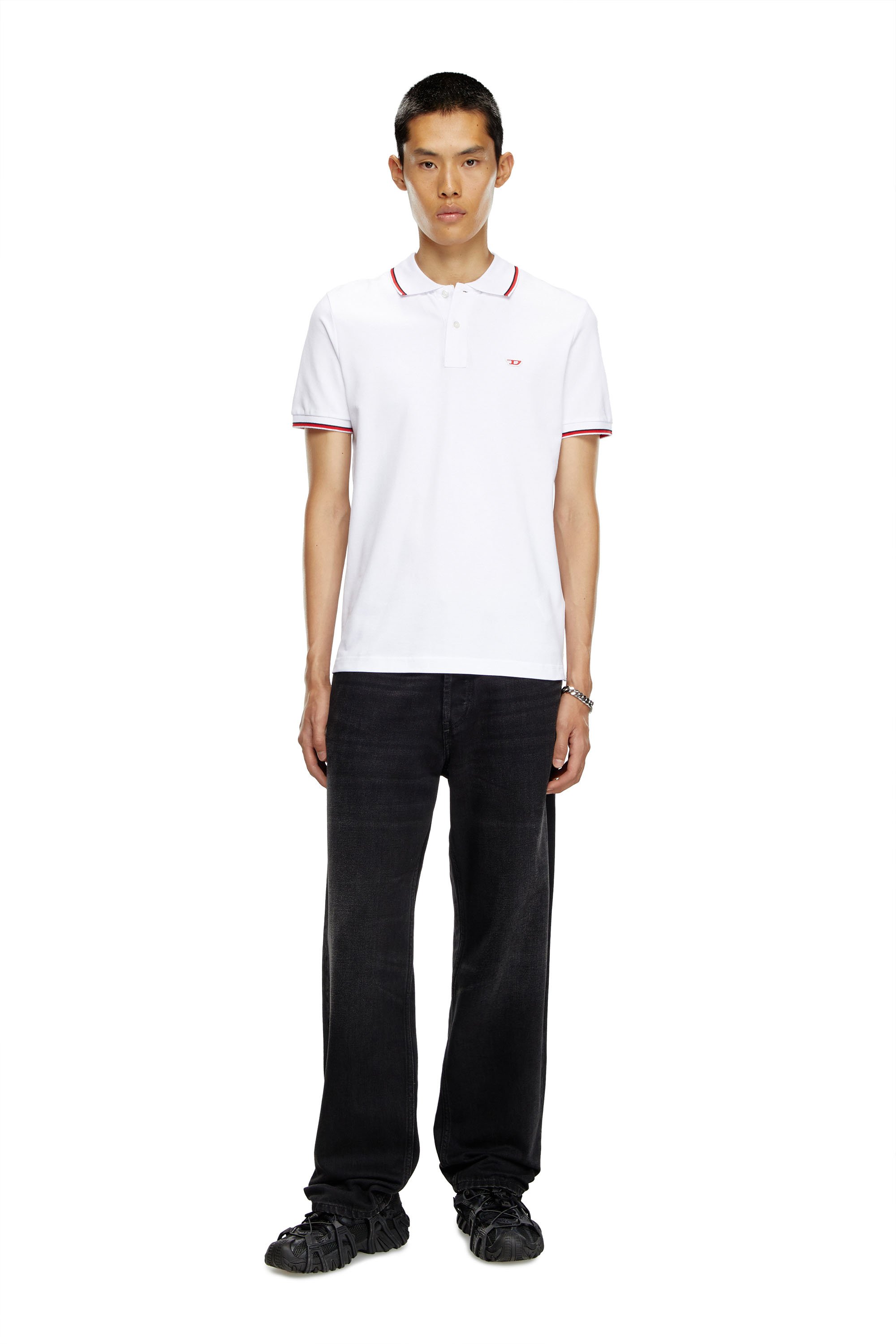 Diesel - T-SMITH-D, Male Polo shirt with striped trims in White - Image 3