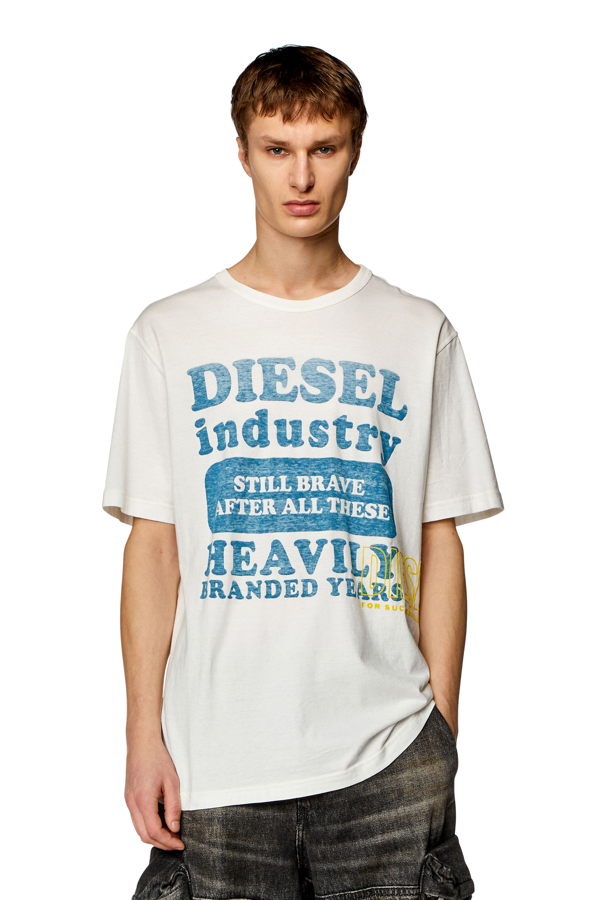 Diesel - T-JUST-N9, Homme T-shirt avec logo imprimé inside-out in Blanc - Image 1
