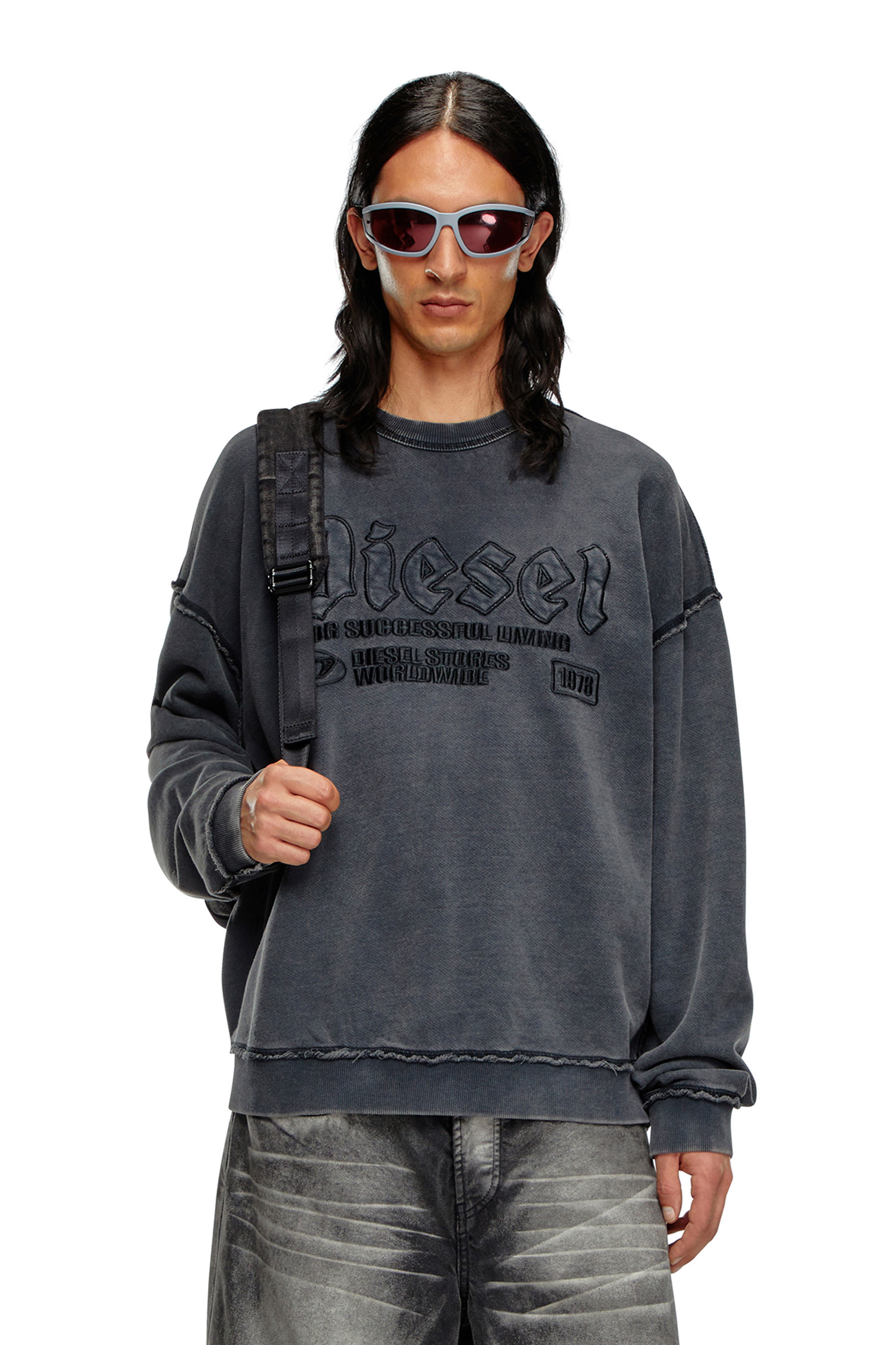 Diesel - S-BOXT-RAW, Male's Sweatshirt with logo embroidery in Black - 1