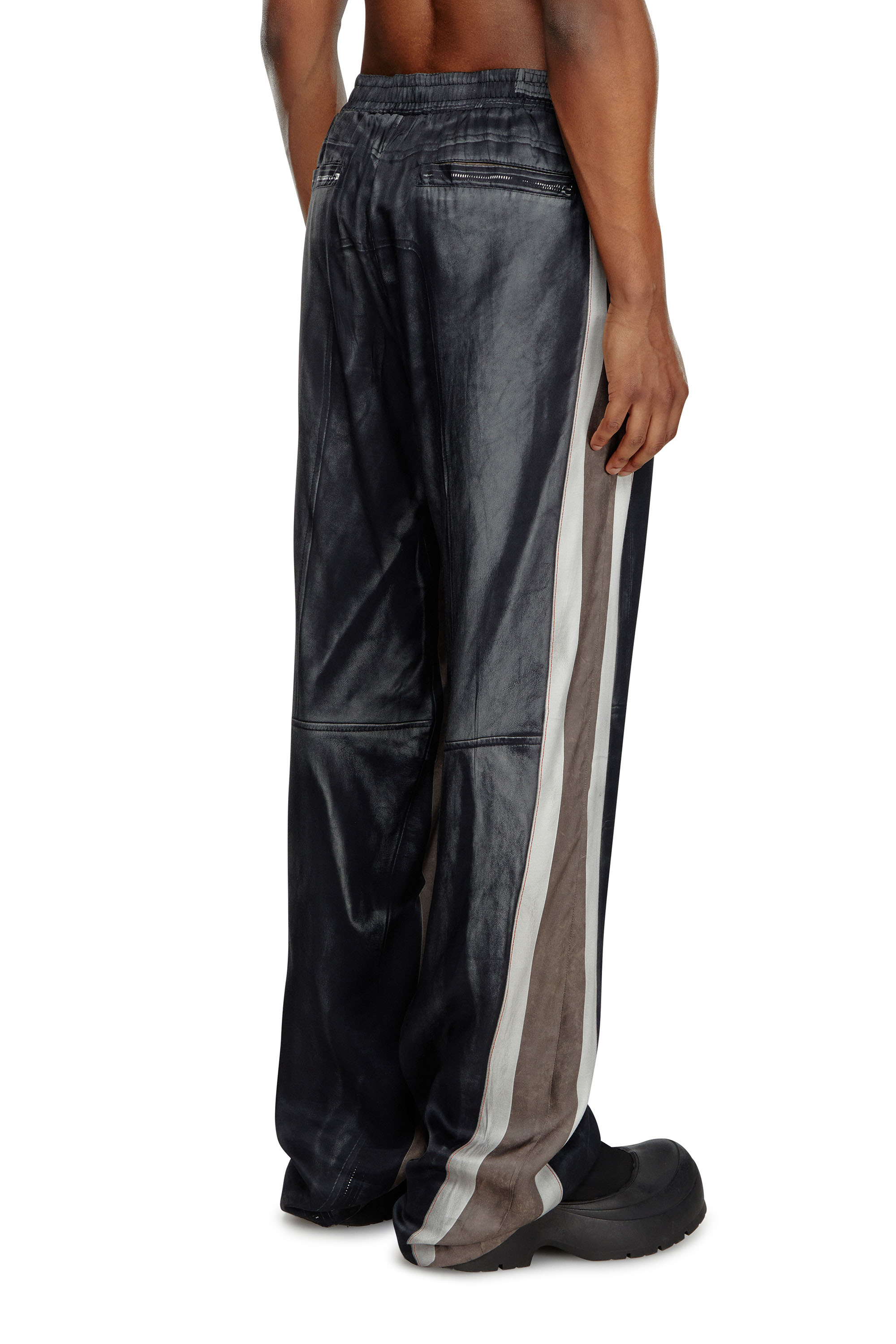 Diesel - P-AFTER, Male's Viscose pants with leather-effect print in Black - 3