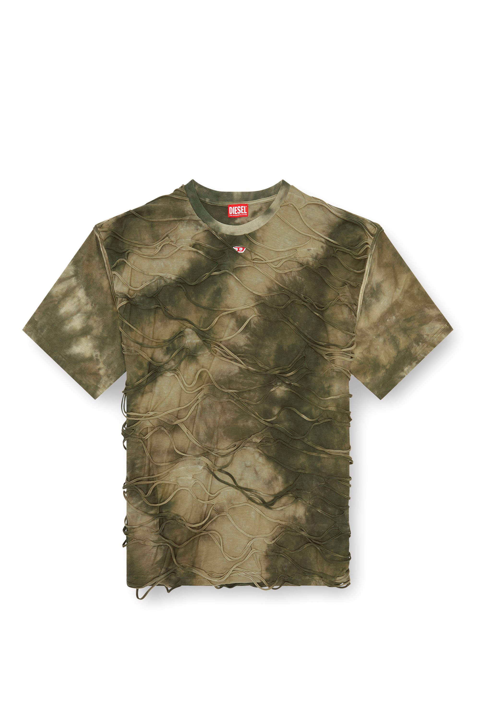 Diesel - T-BOXKET, T-shirt avec fils flottants Homme in Vert - 5