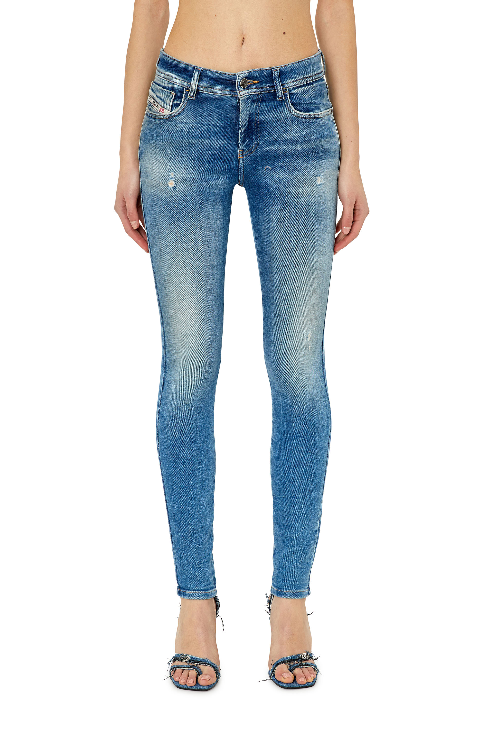 Diesel - 2017 Slandy 09E91 Super skinny Jeans, Bleu Clair - Image 1